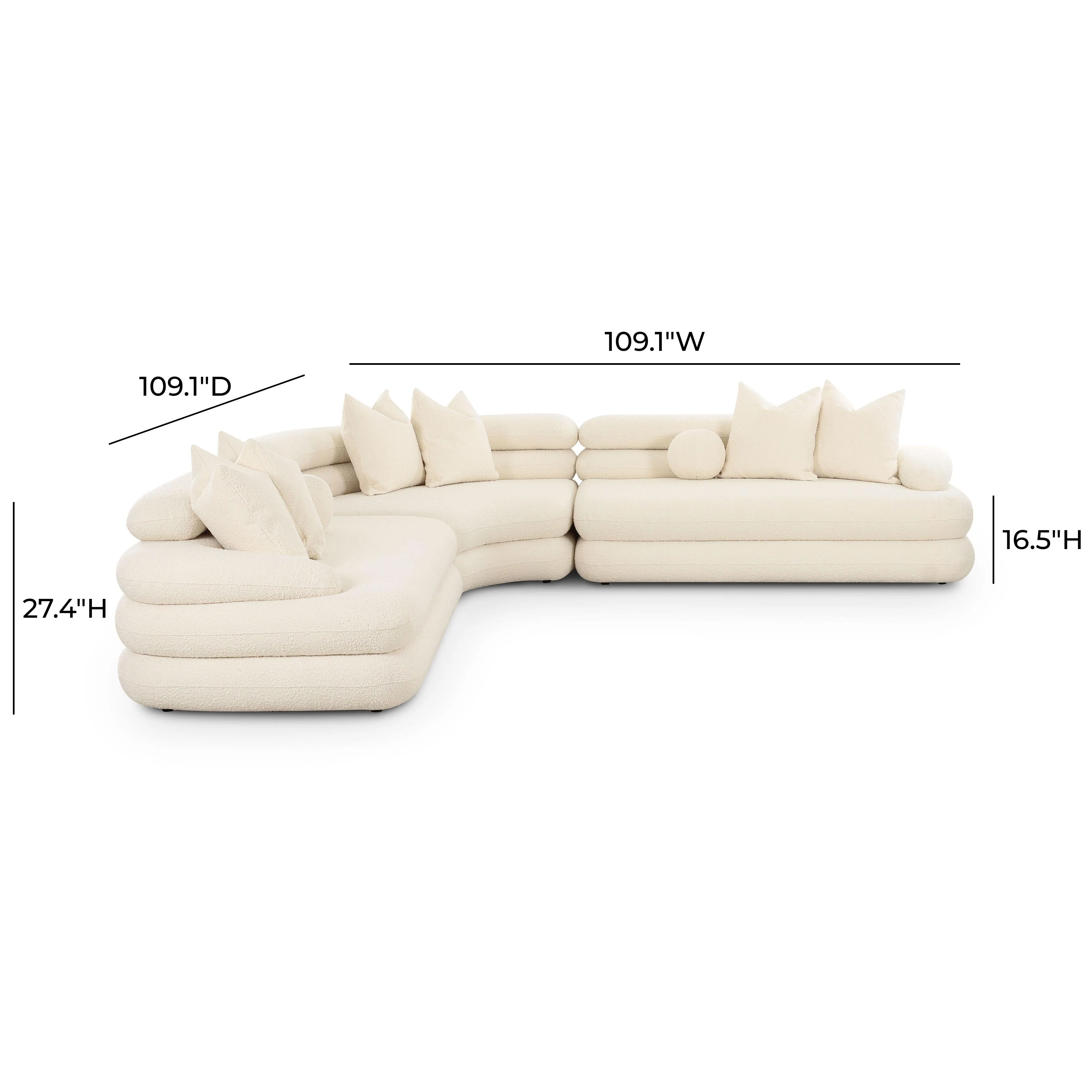 Lulu Cream Boucle Modular Curved Sectional - Image 5