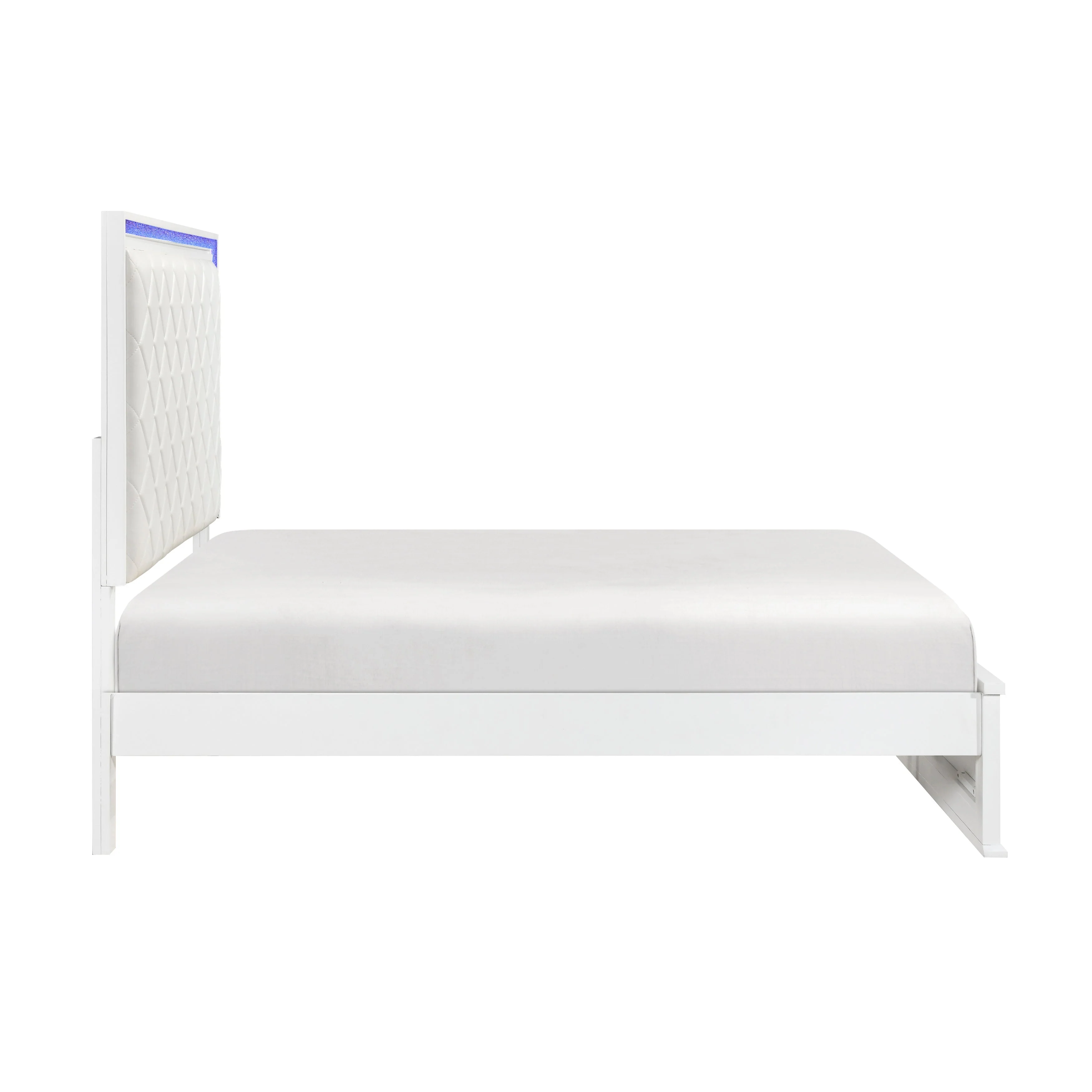 Lumin Pearl White LED Panel California King Bed - Image 4