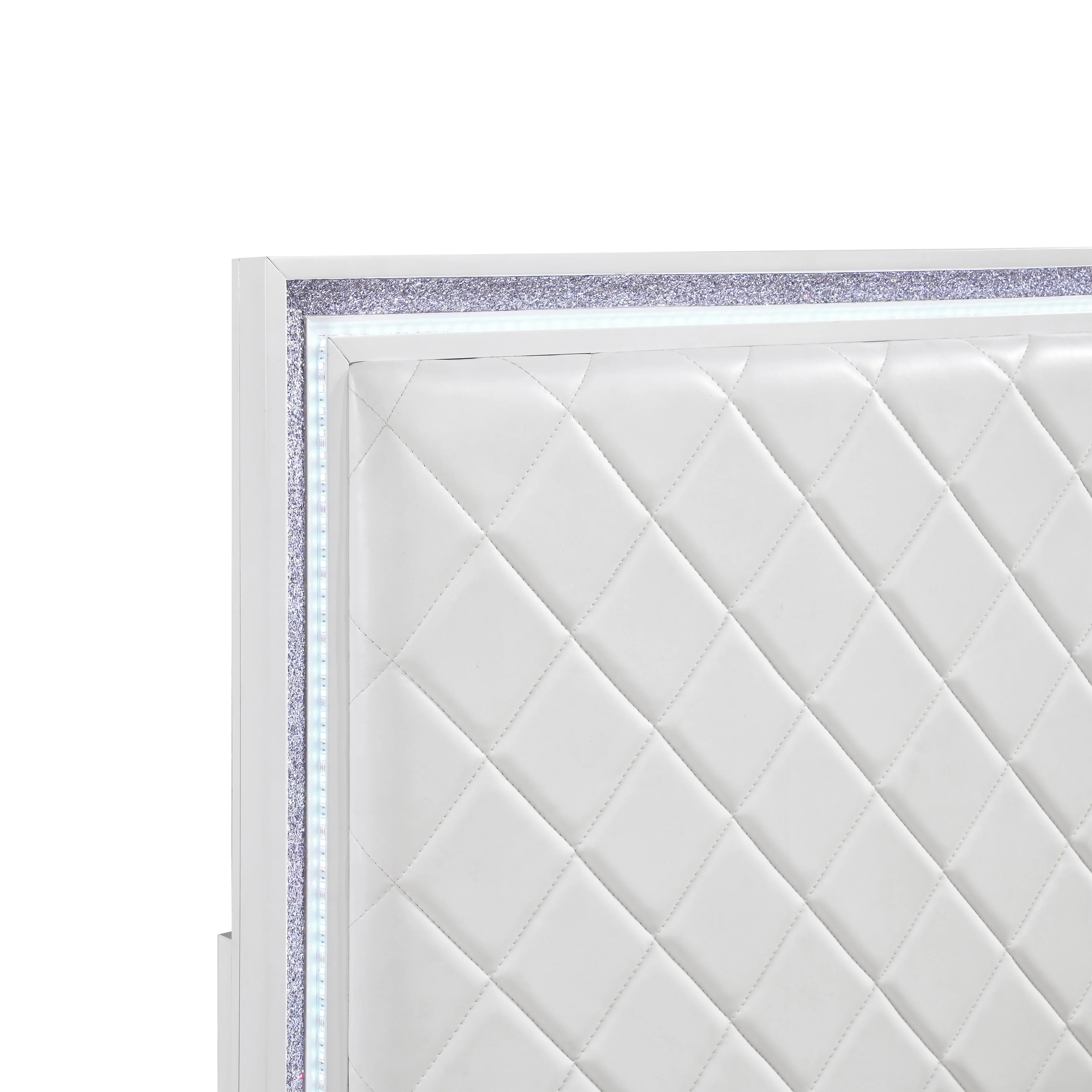 Lumin Pearl White LED Panel California King Bed - Image 6