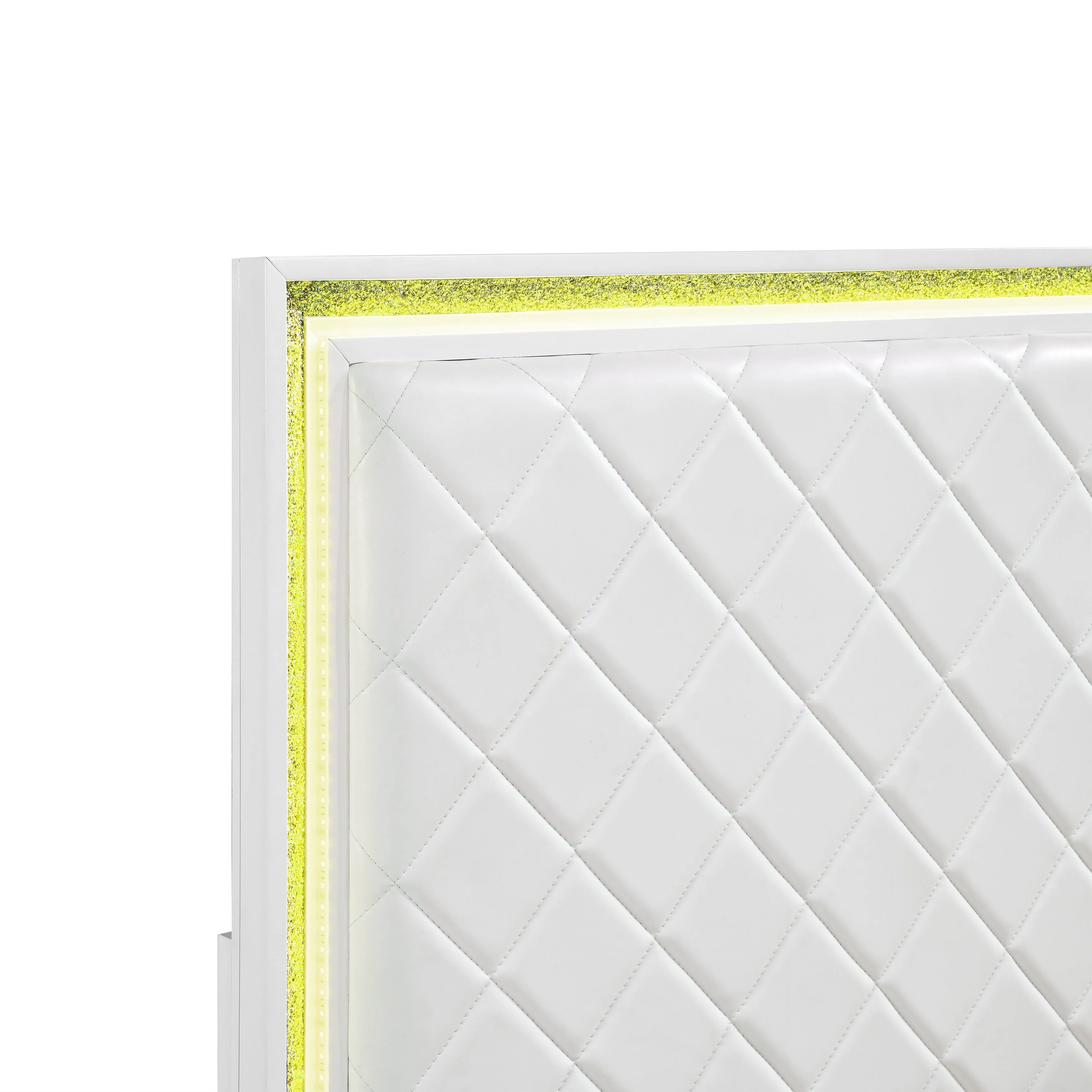 Lumin Pearl White LED Panel King Bed - Image 10
