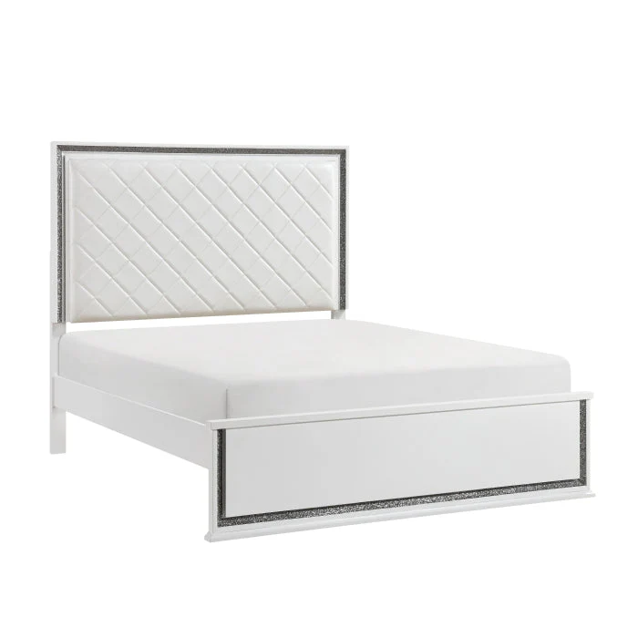 Lumin Pearl White LED Panel King Bed - Image 2