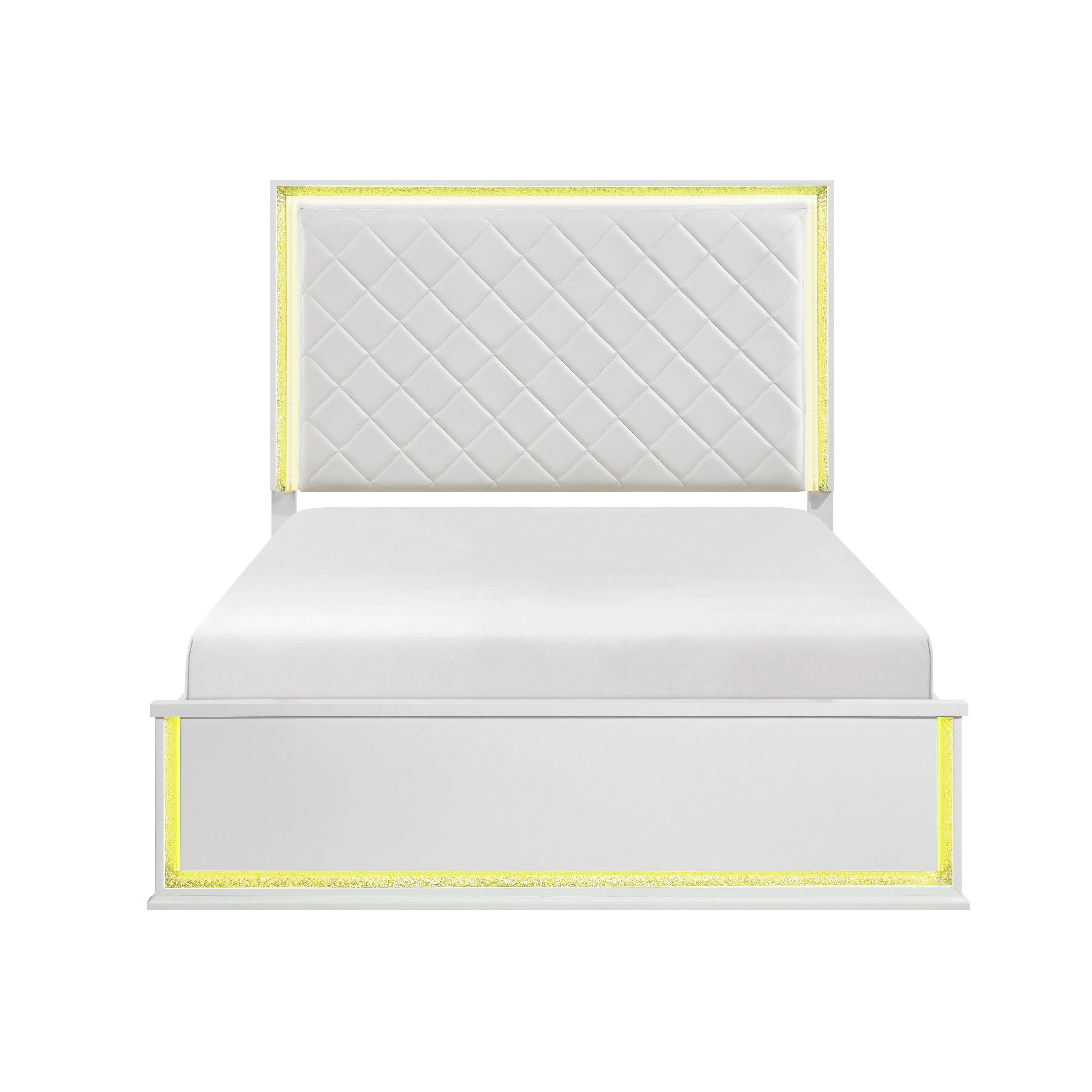 Lumin Pearl White LED Panel King Bed - Image 5
