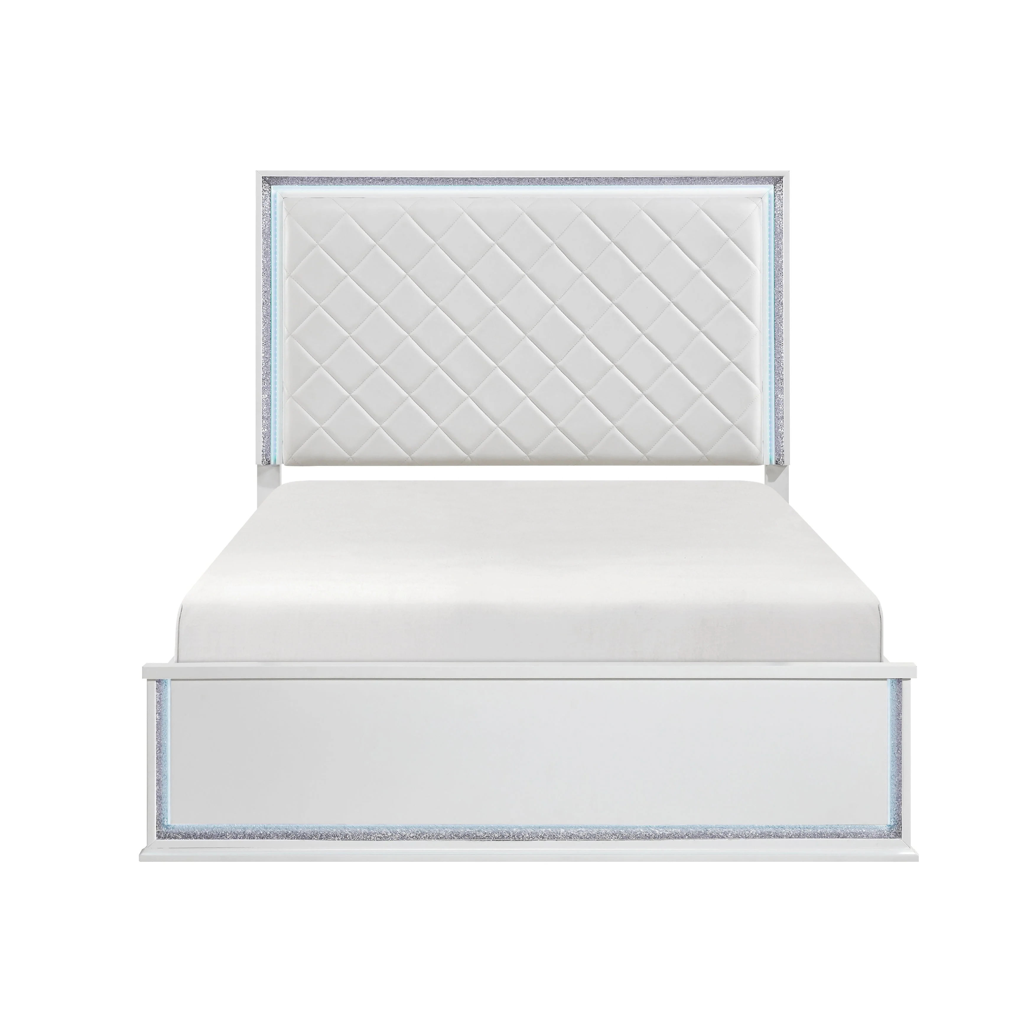 Lumin Pearl White LED Panel King Bed - Image 7