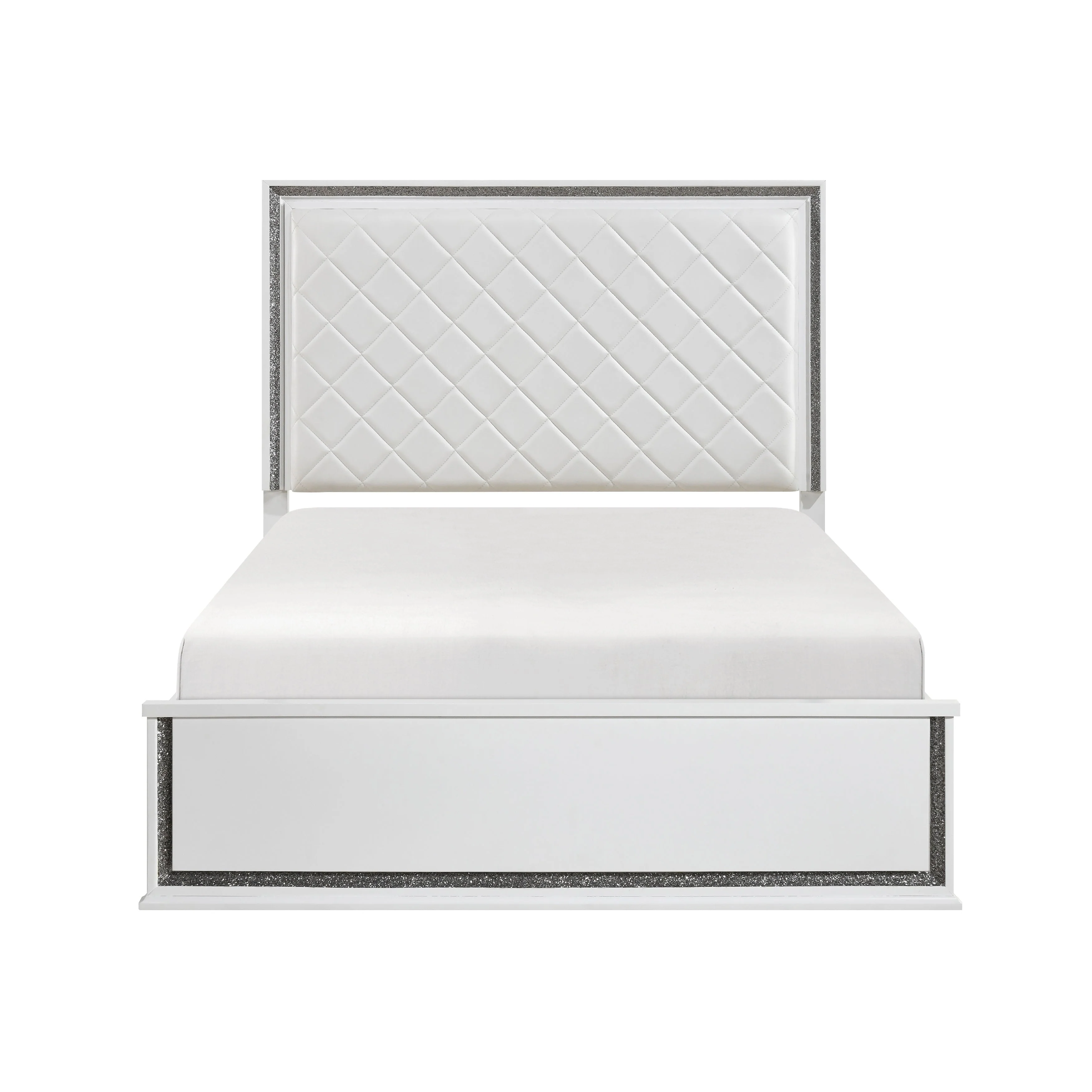 Lumin Pearl White LED Panel King Bed - Image 8