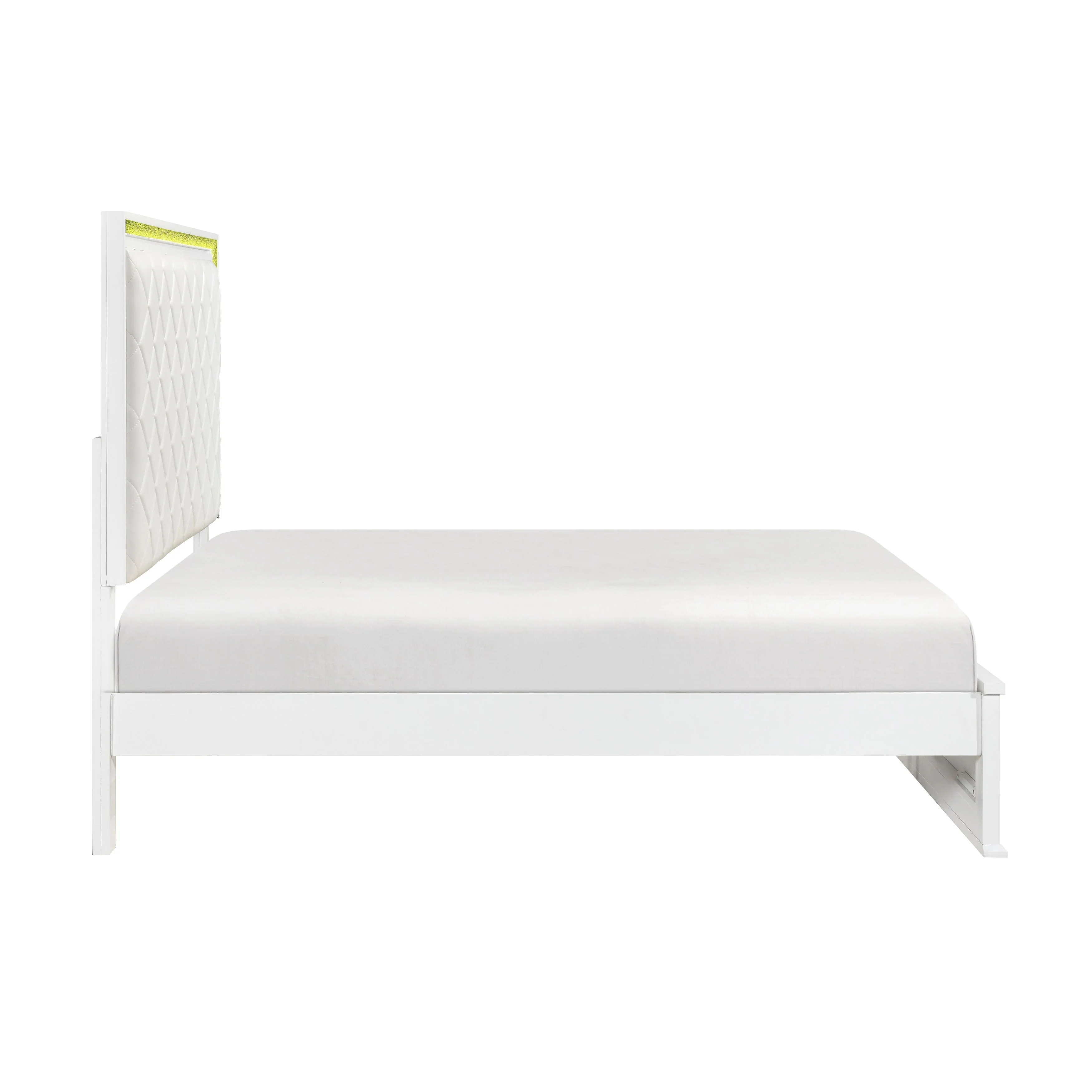 Lumin Pearl White LED Panel King Bed - Image 9