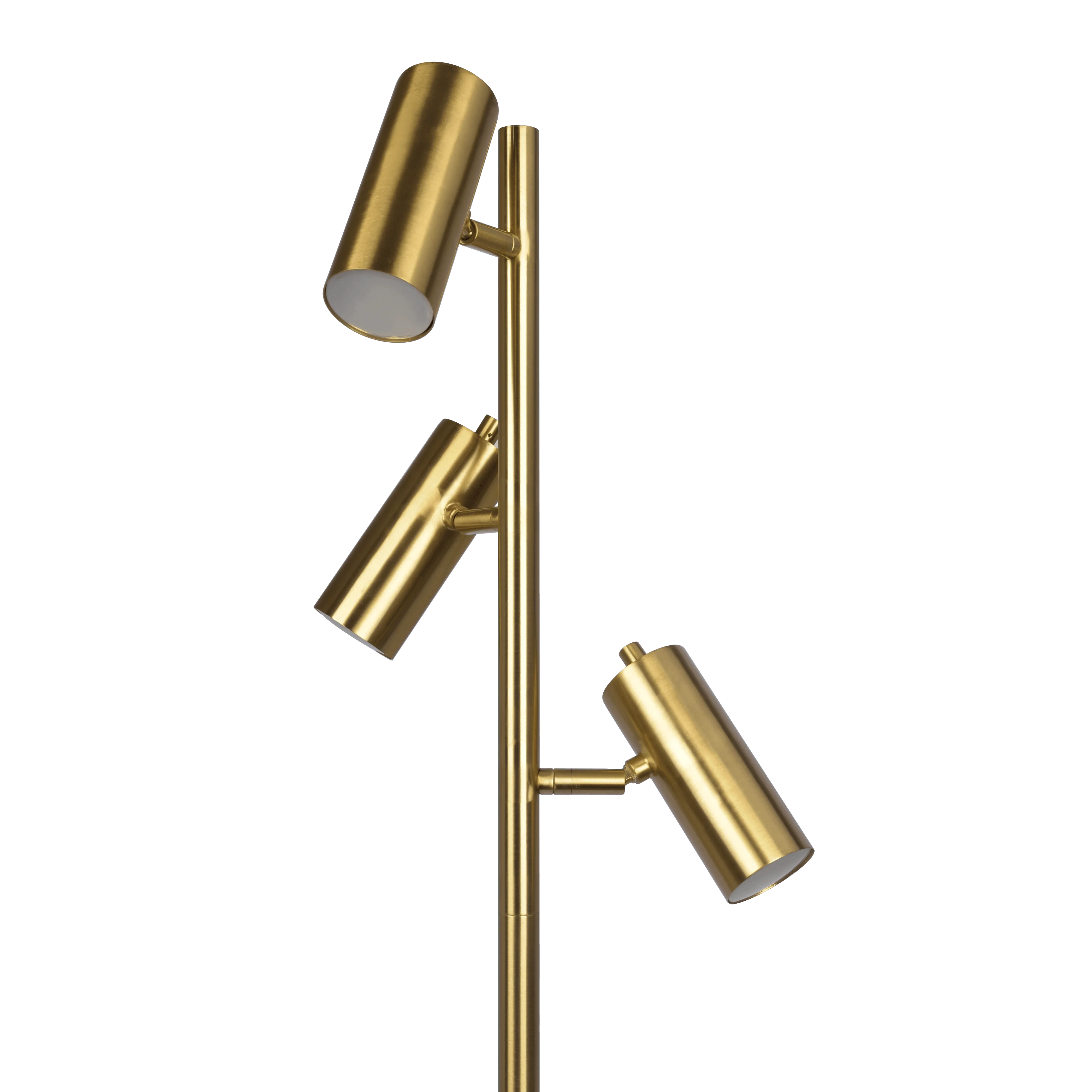 Lumina Brassed Gold Floor Lamp with Rotary Switch Triple Spots Metal Cone Base - Image 4