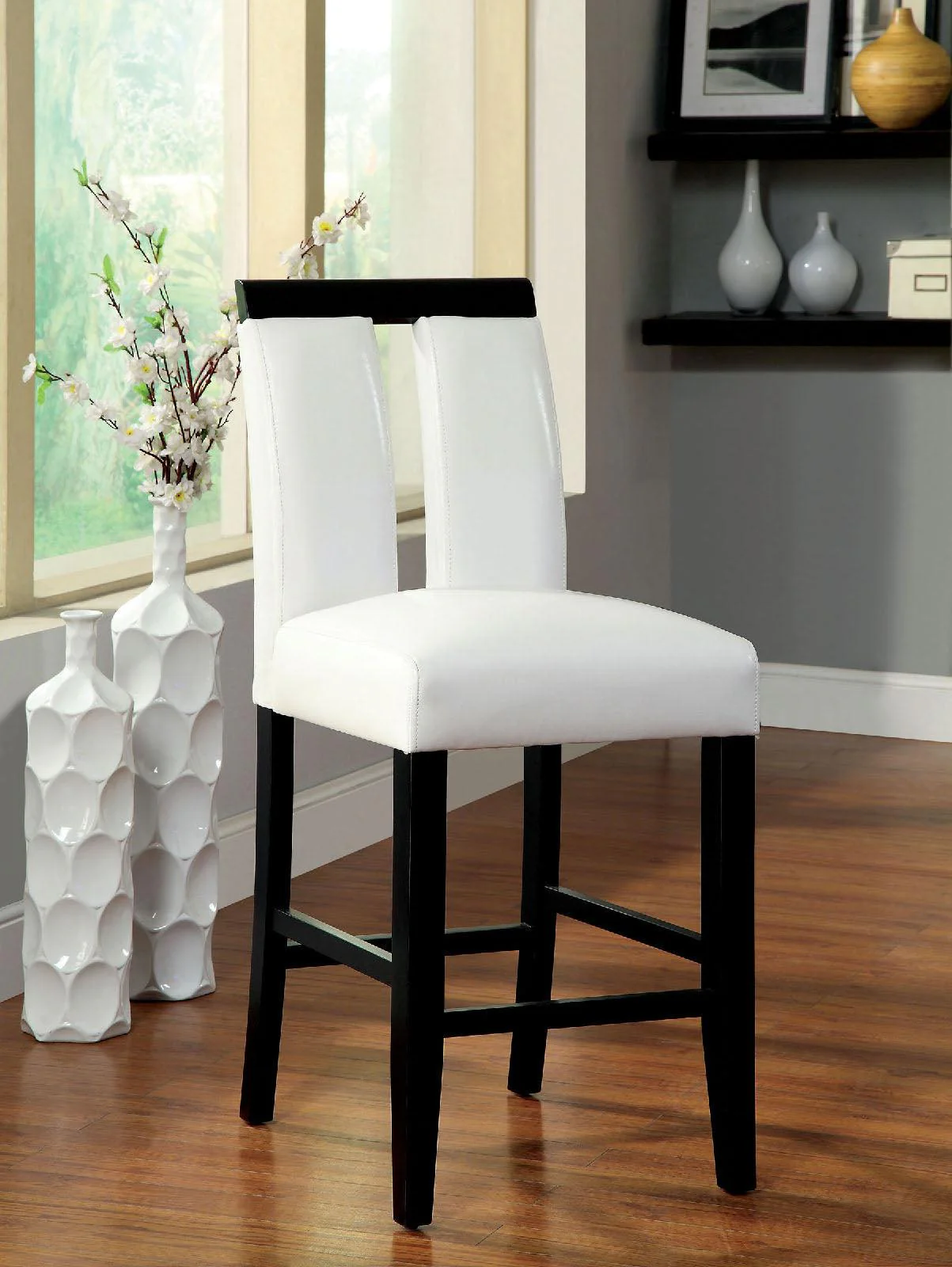 Luminar Black/White Counter Height Chair, Set of 2