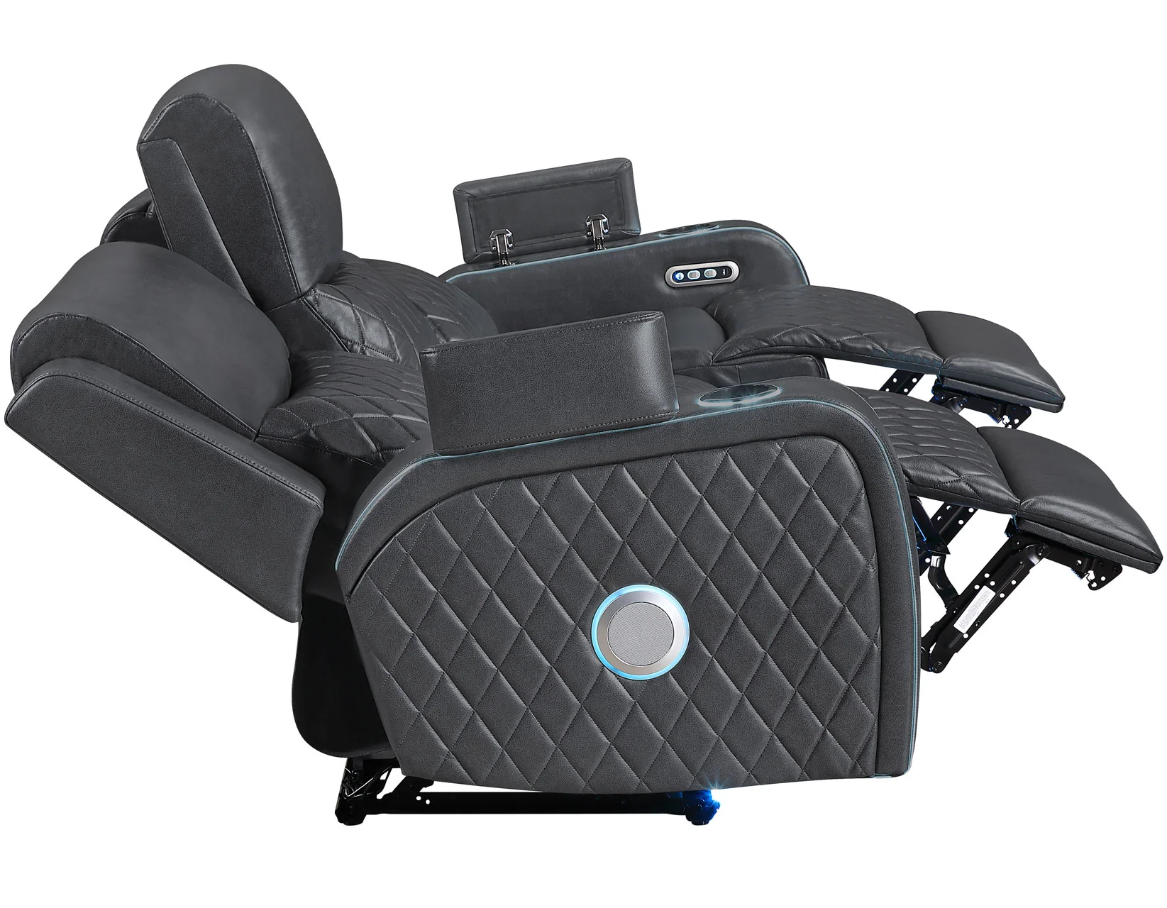Luna Charcoal Vegan Leather 3-Piece Home Cinema Power Reclining Set - Image 14