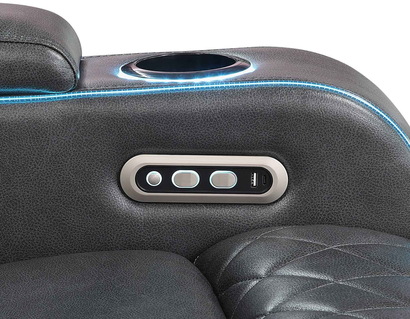 Luna Home Cinema Power Recliner, Charcoal Vegan Leather - Image 12