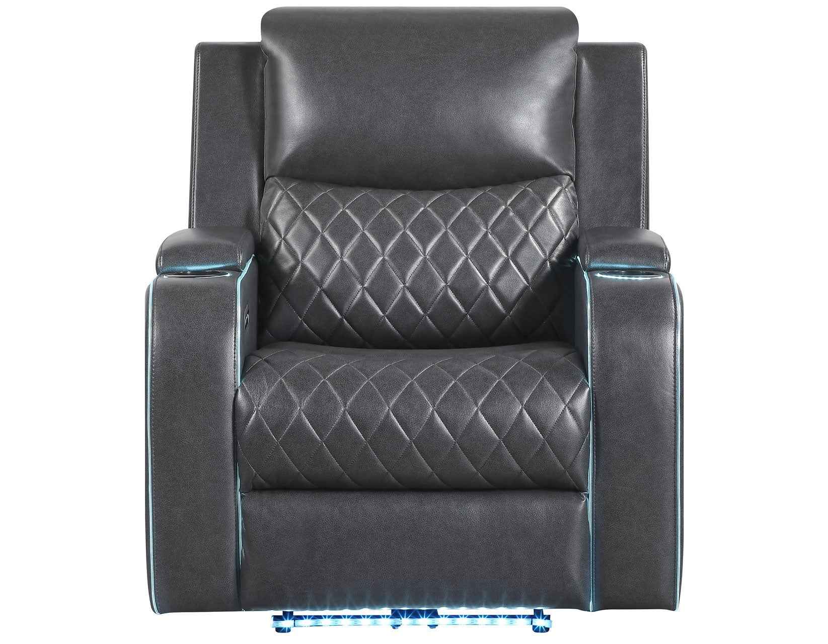 Luna Home Cinema Power Recliner, Charcoal Vegan Leather - Image 4