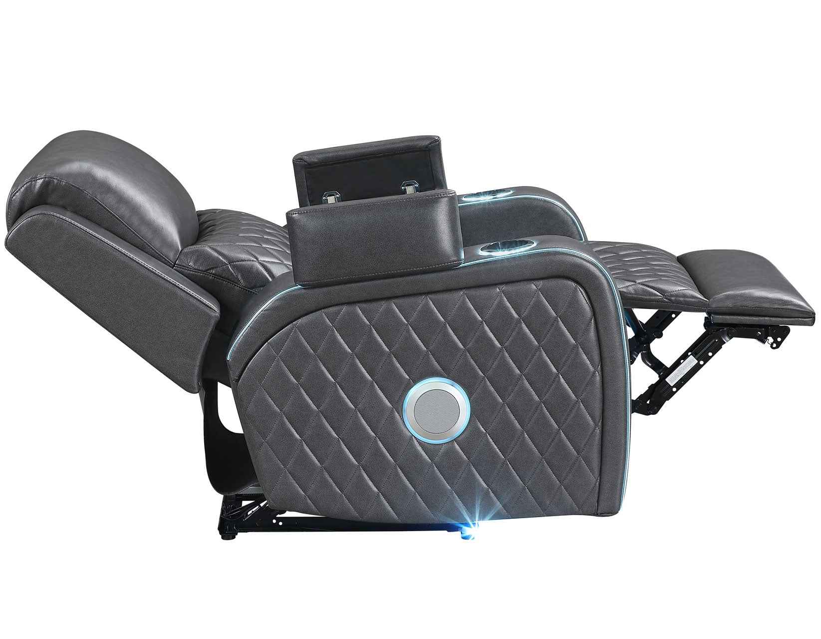 Luna Home Cinema Power Recliner, Charcoal Vegan Leather - Image 9
