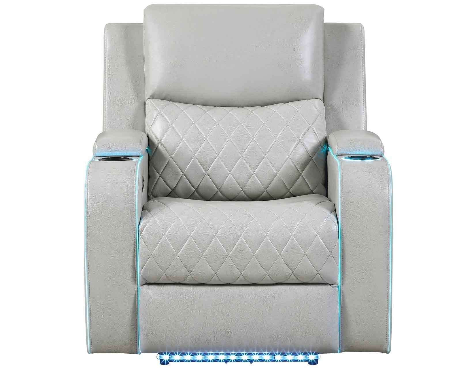 Luna Home Cinema Power Recliner, Ice Vegan Leather - Image 3