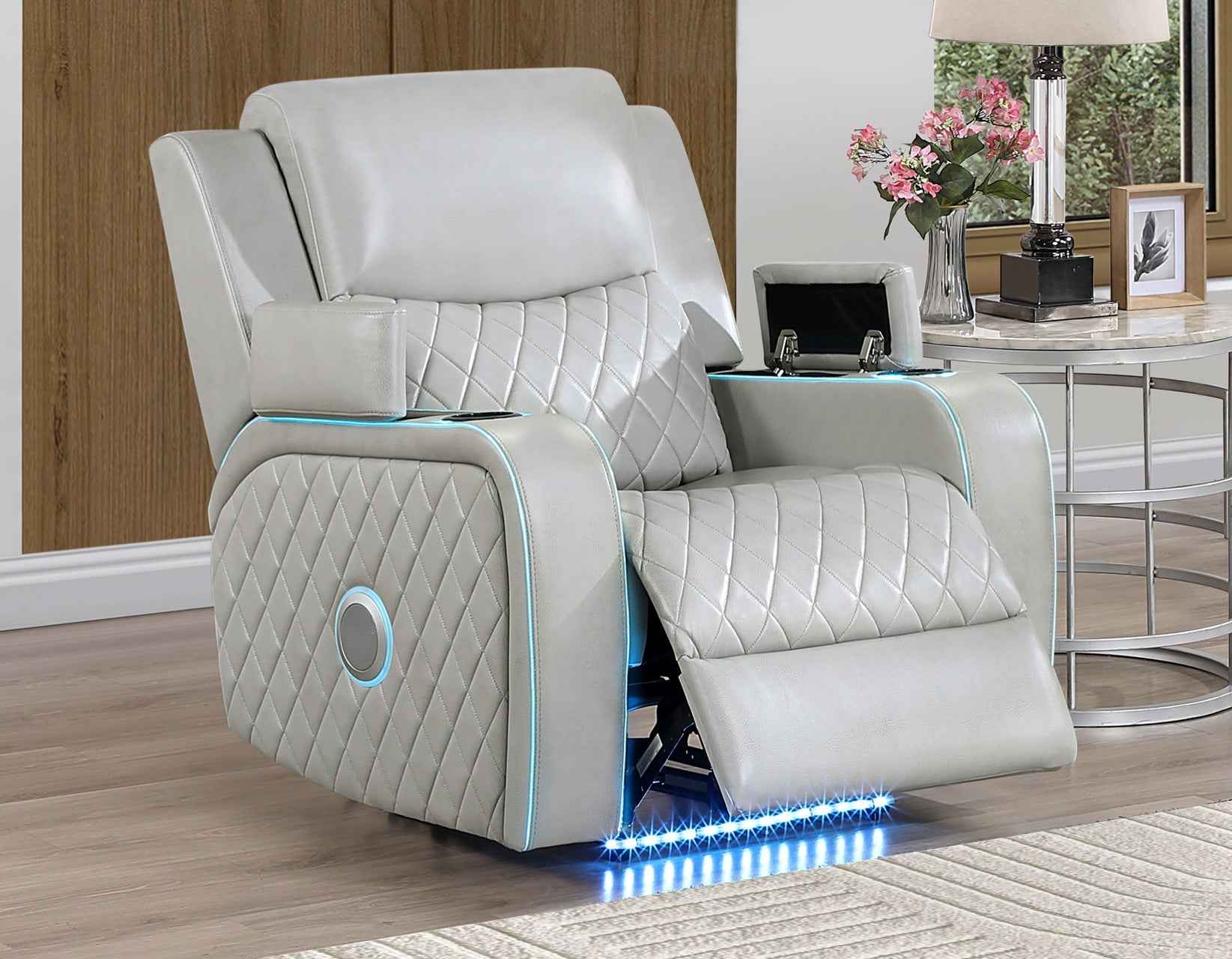 Luna Home Cinema Power Recliner, Ice Vegan Leather - Image 9
