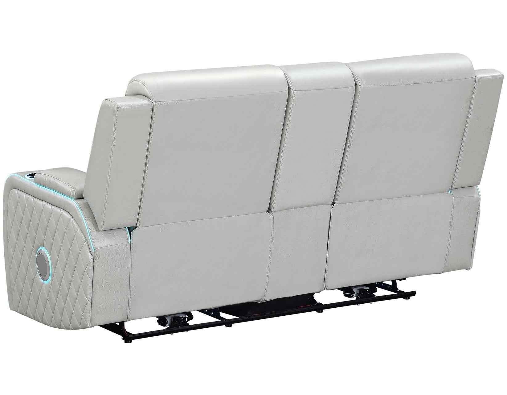 Luna Home Cinema Power Reclining Console Loveseat, Ice Vegan Leather - Image 10
