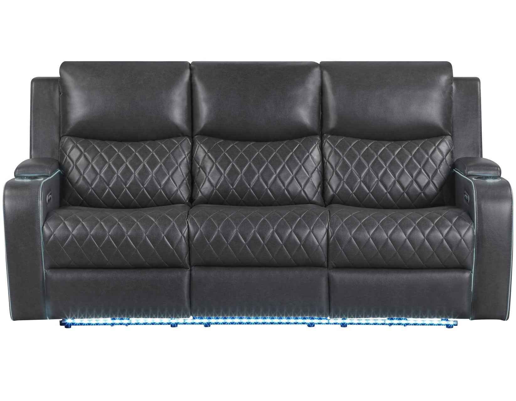 Luna Home Cinema Power Reclining Sofa, Charcoal Vegan Leather - Image 4