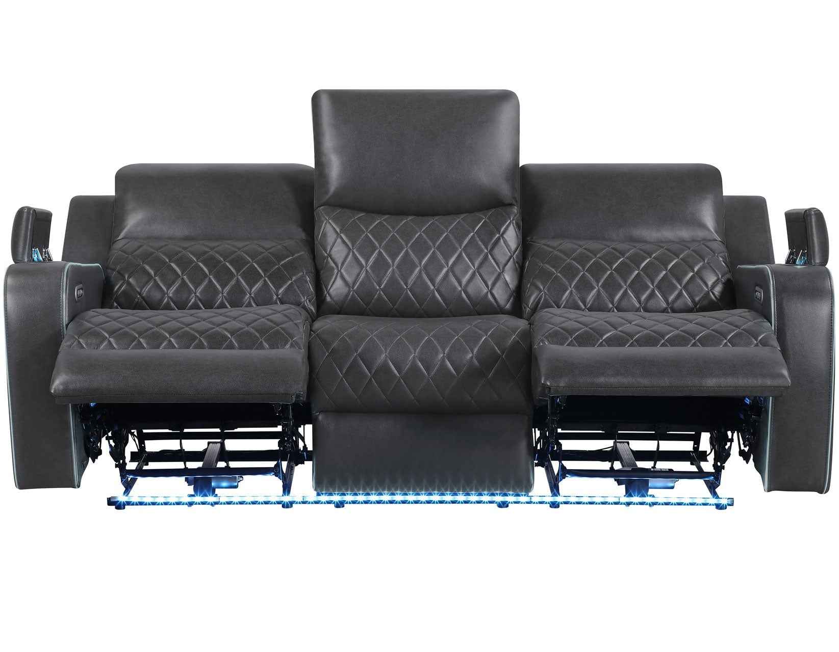 Luna Home Cinema Power Reclining Sofa, Charcoal Vegan Leather - Image 5