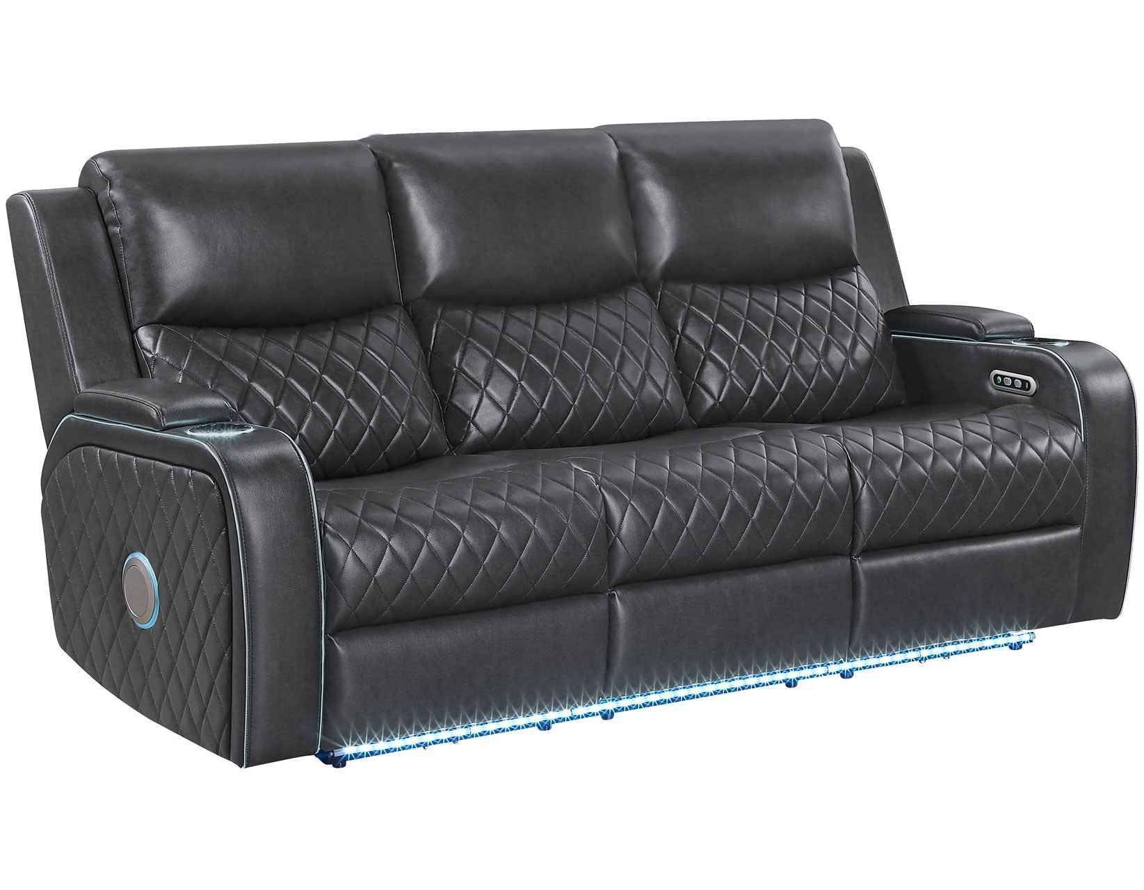 Luna Home Cinema Power Reclining Sofa, Charcoal Vegan Leather - Image 6