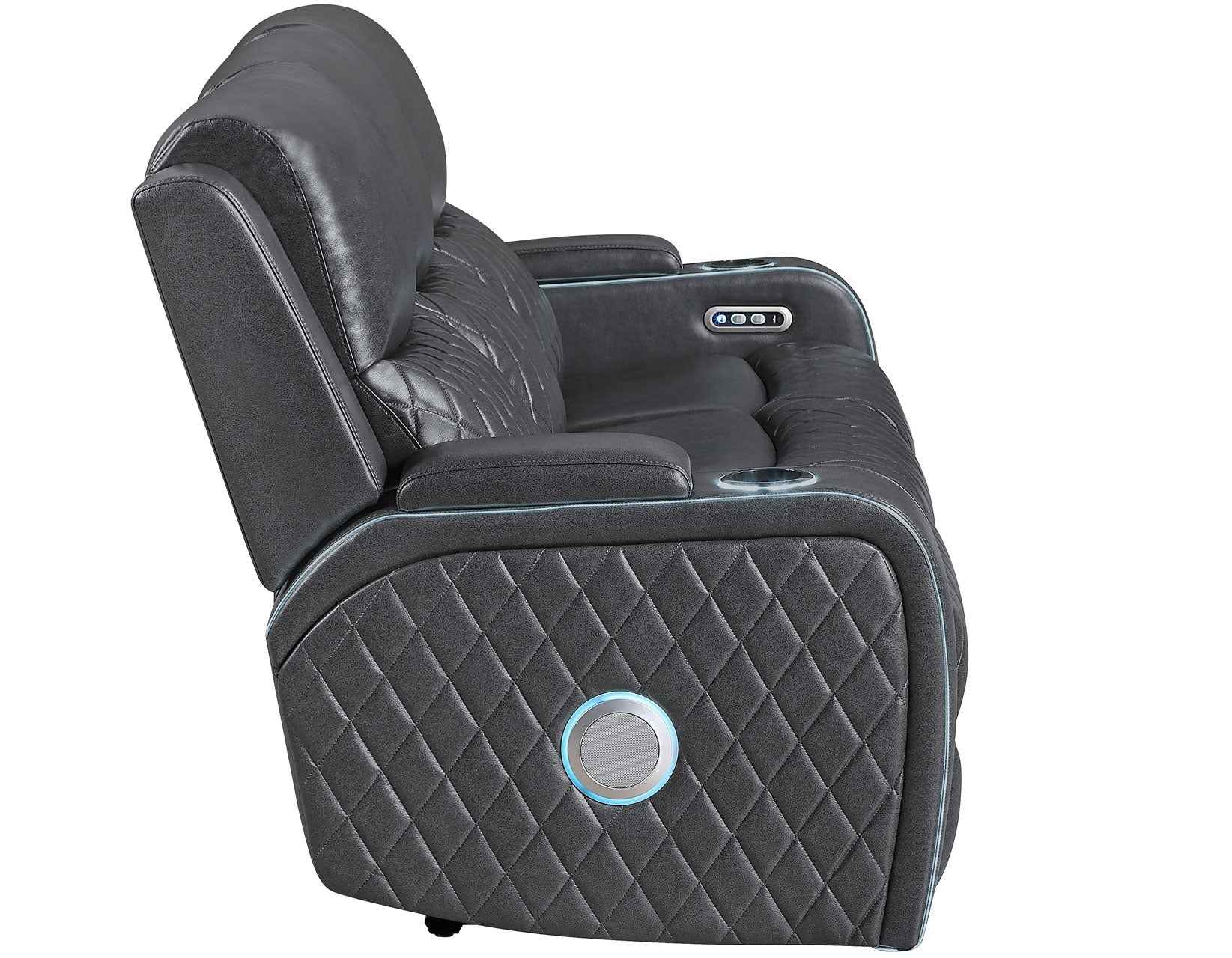 Luna Home Cinema Power Reclining Sofa, Charcoal Vegan Leather - Image 8