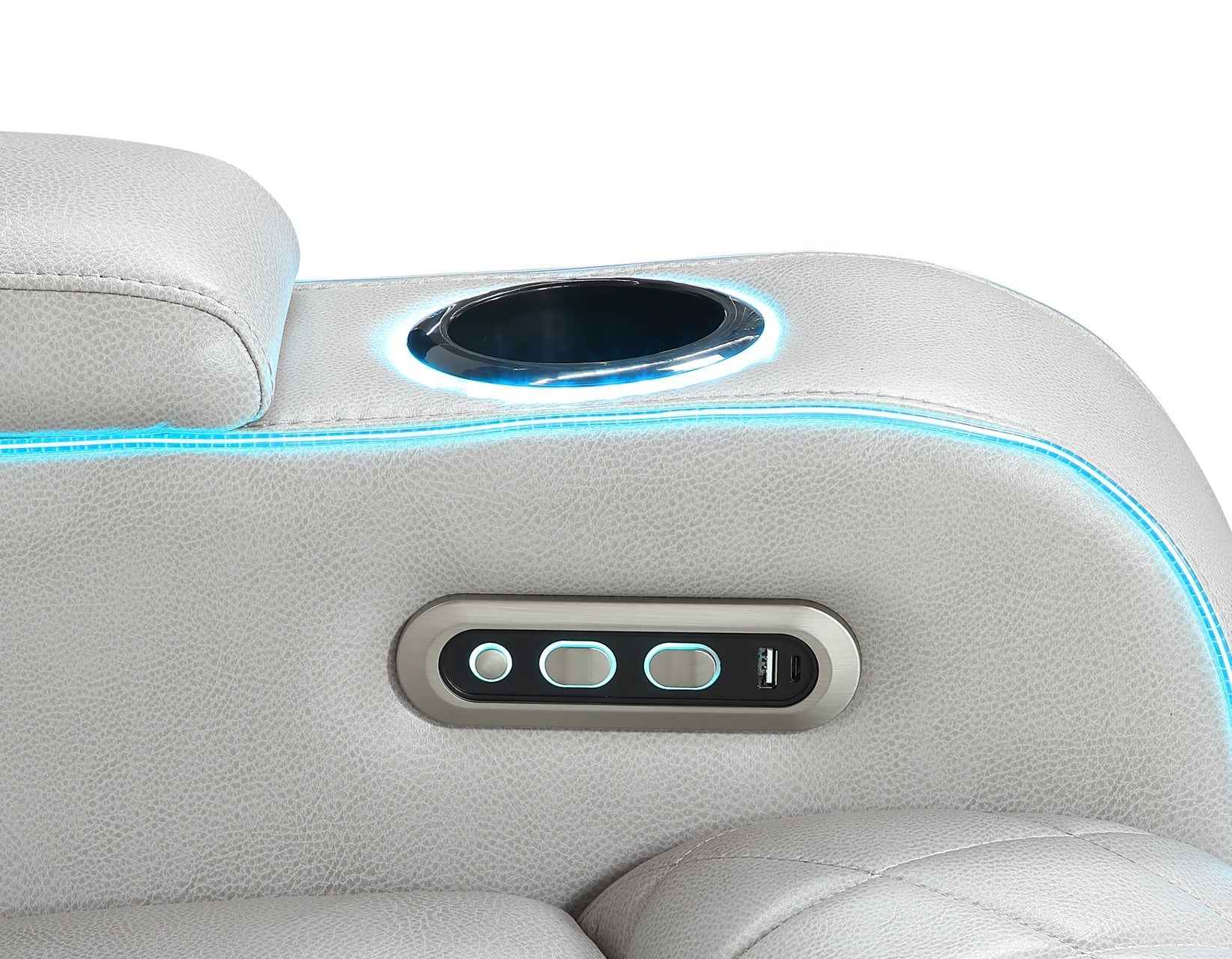 Luna Home Cinema Power Reclining Sofa, Ice Vegan Leather - Image 14