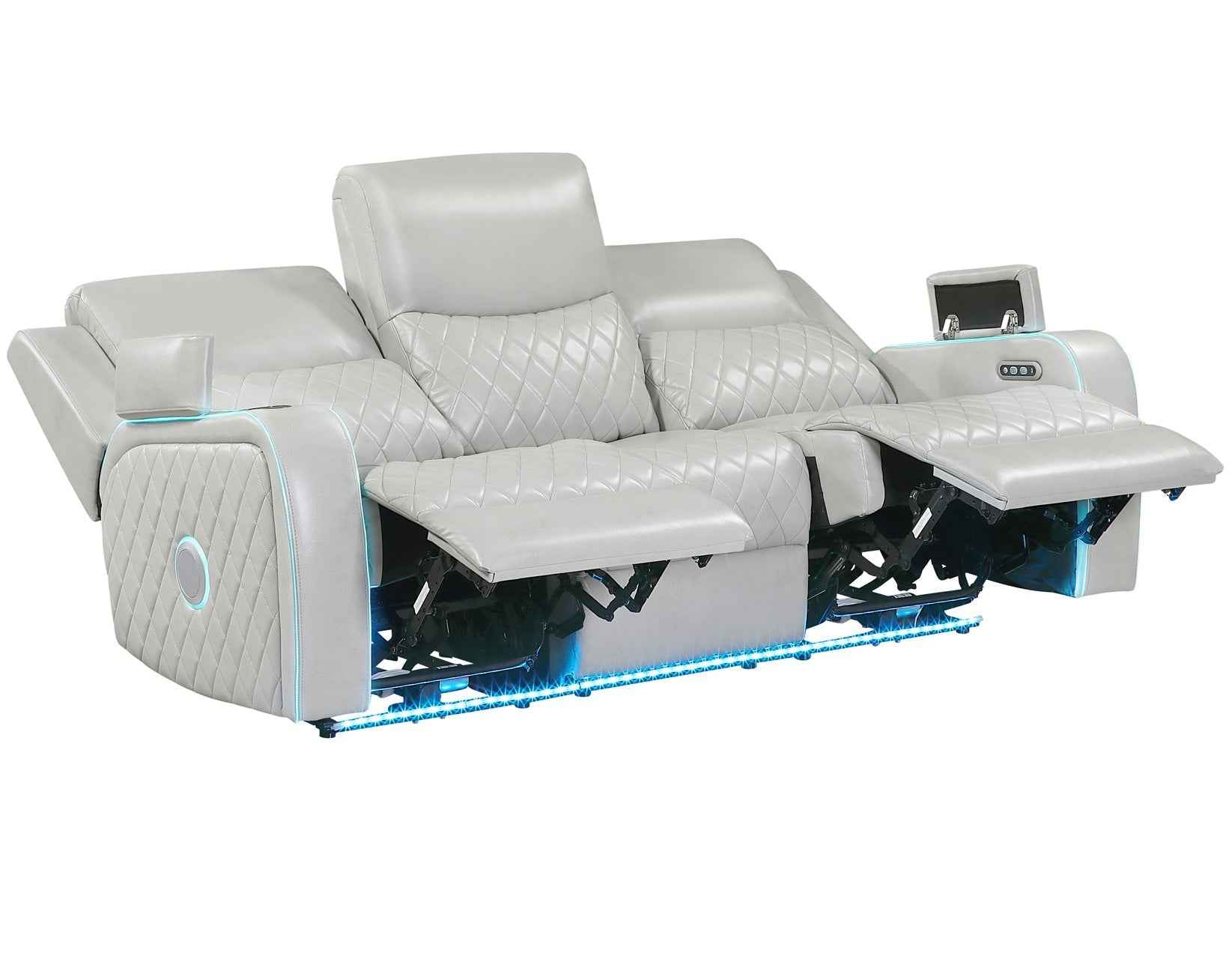 Luna Home Cinema Power Reclining Sofa, Ice Vegan Leather - Image 7