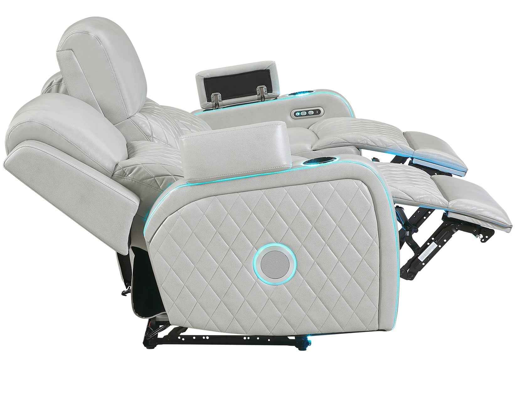 Luna Home Cinema Power Reclining Sofa, Ice Vegan Leather - Image 9