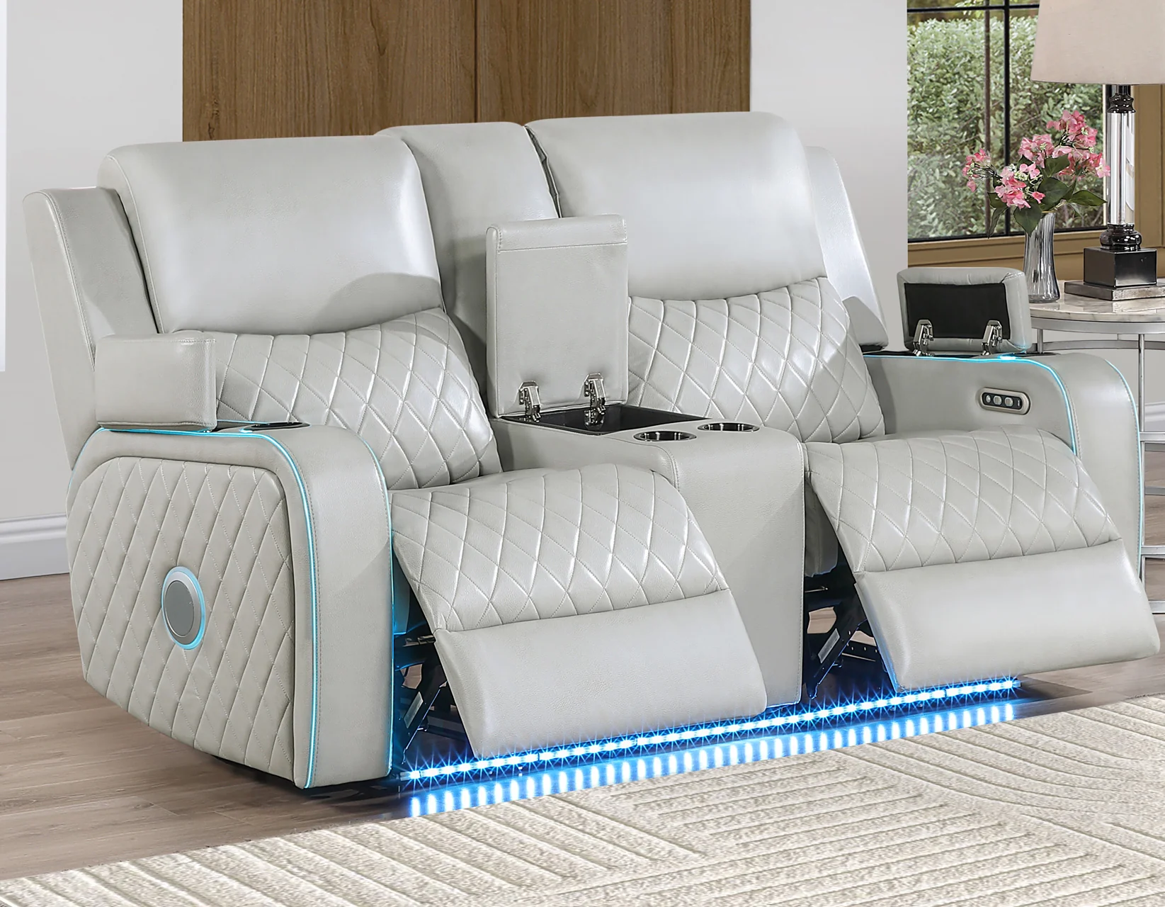 Luna Ice Vegan Leather 3-Piece Home Cinema Power Reclining Set - Image 10