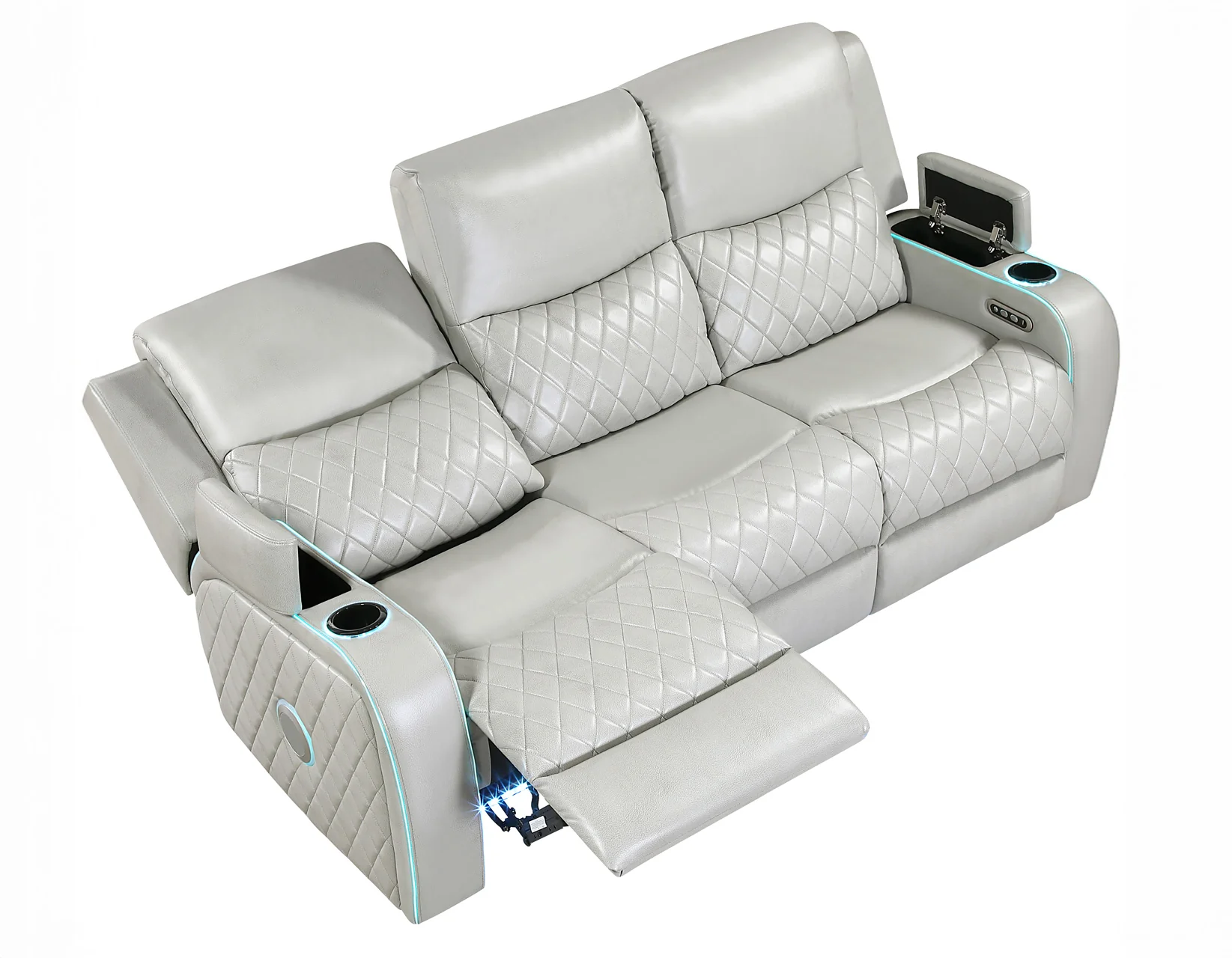 Luna Ice Vegan Leather 3-Piece Home Cinema Power Reclining Set - Image 17