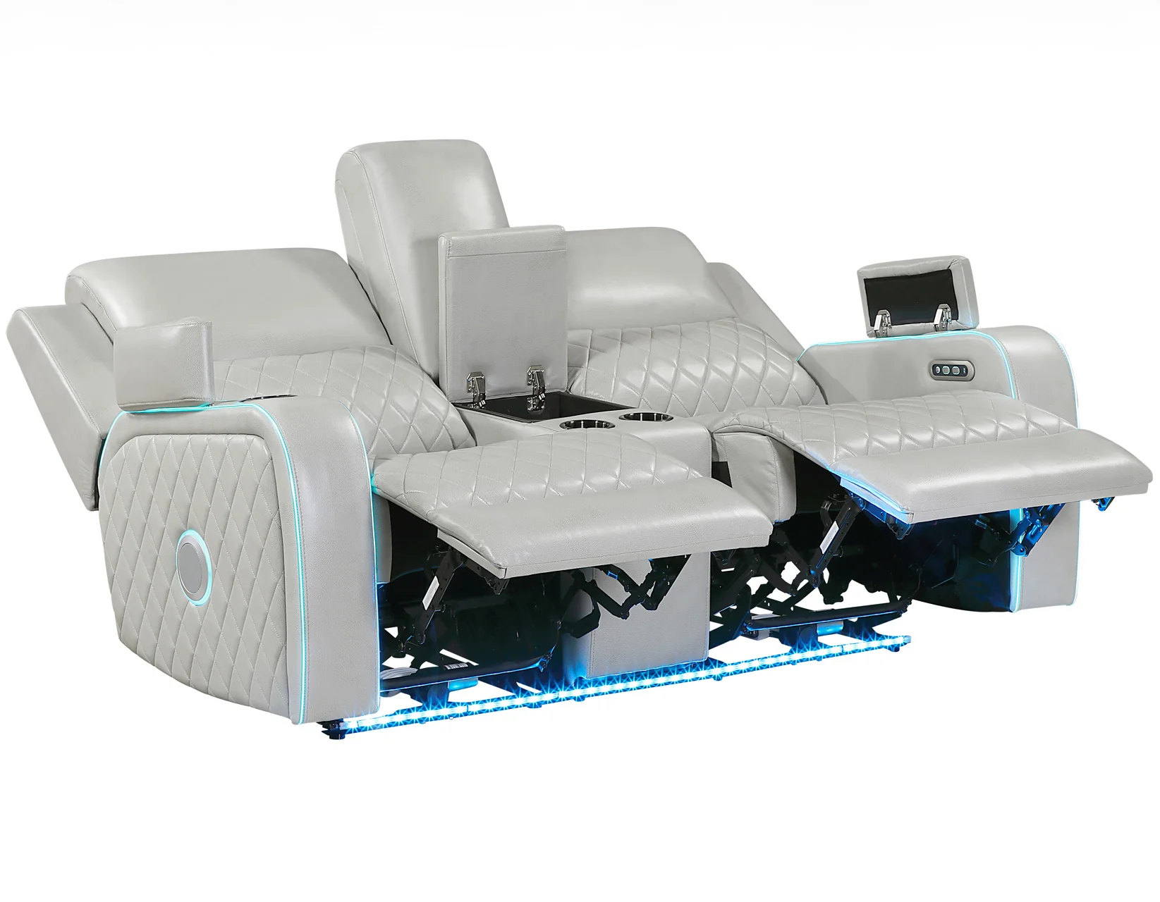 Luna Ice Vegan Leather 3-Piece Home Cinema Power Reclining Set - Image 22