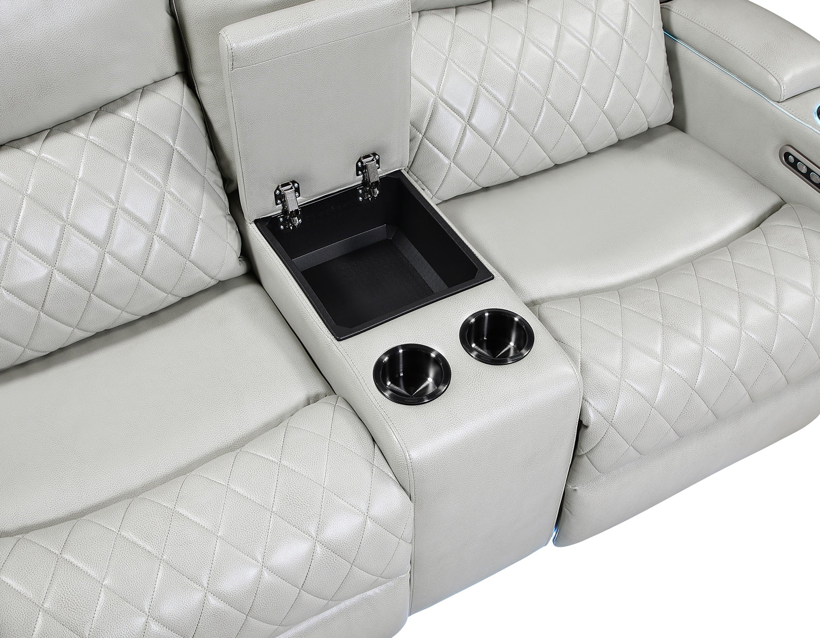 Luna Ice Vegan Leather 3-Piece Home Cinema Power Reclining Set - Image 31