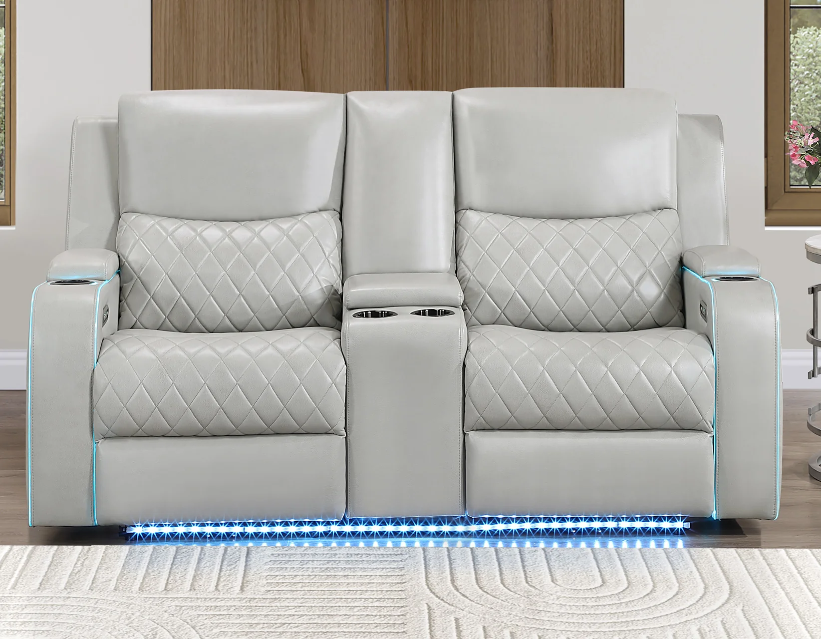 Luna Ice Vegan Leather 3-Piece Home Cinema Power Reclining Set - Image 8