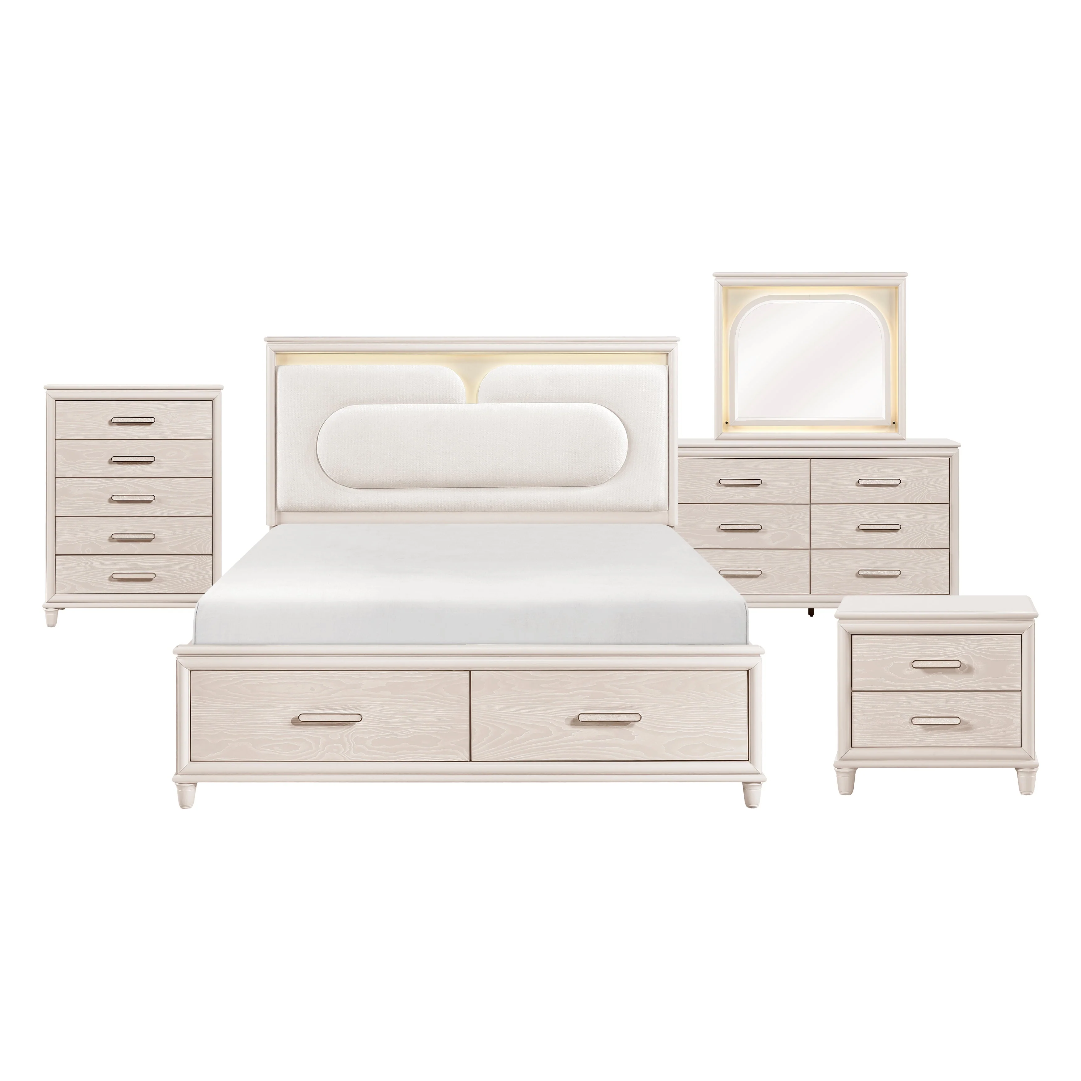 Lunaris Beige Storage Platform Bedroom Set - Image 2