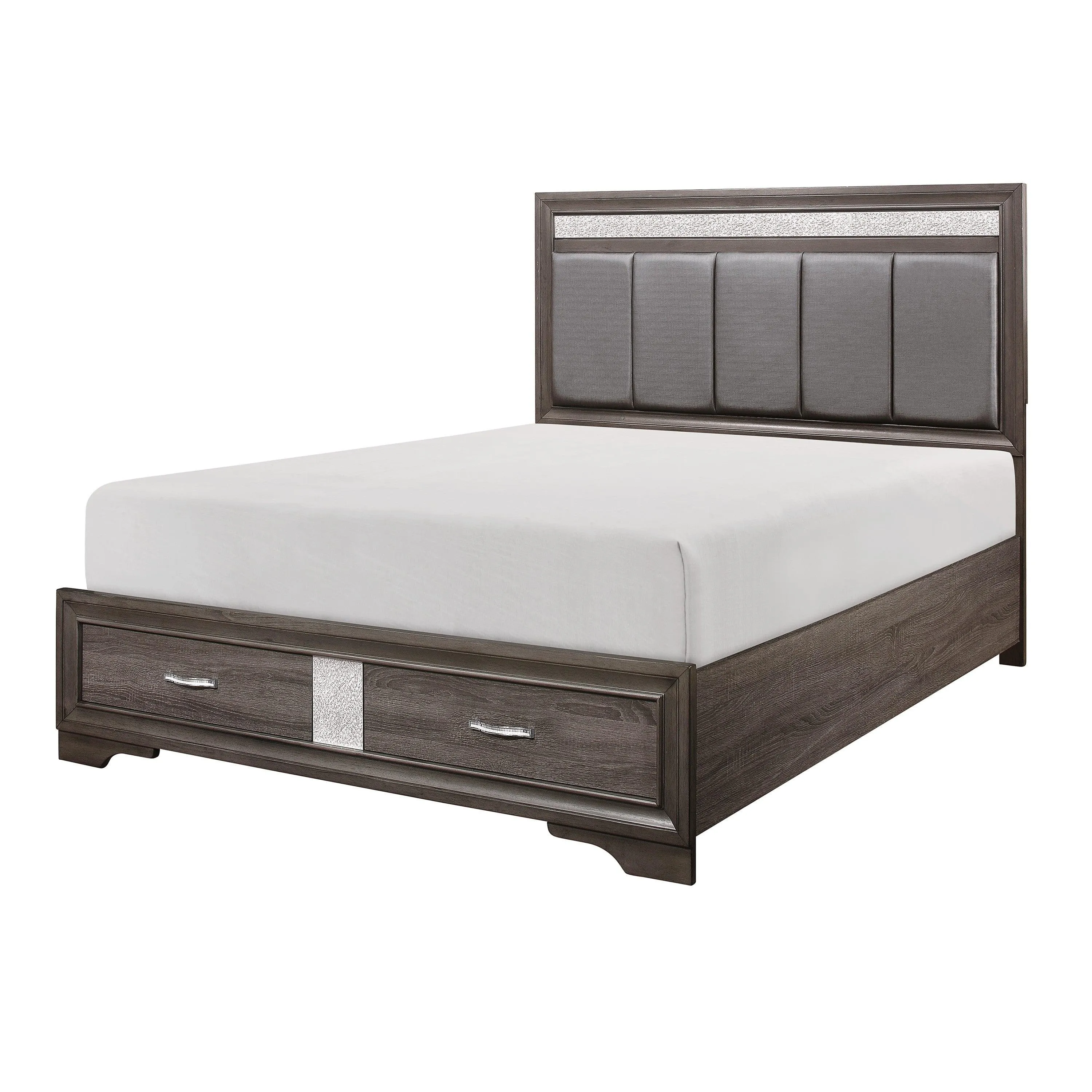 Luster Gray Upholstered Storage Platform Bedroom Set - Image 2