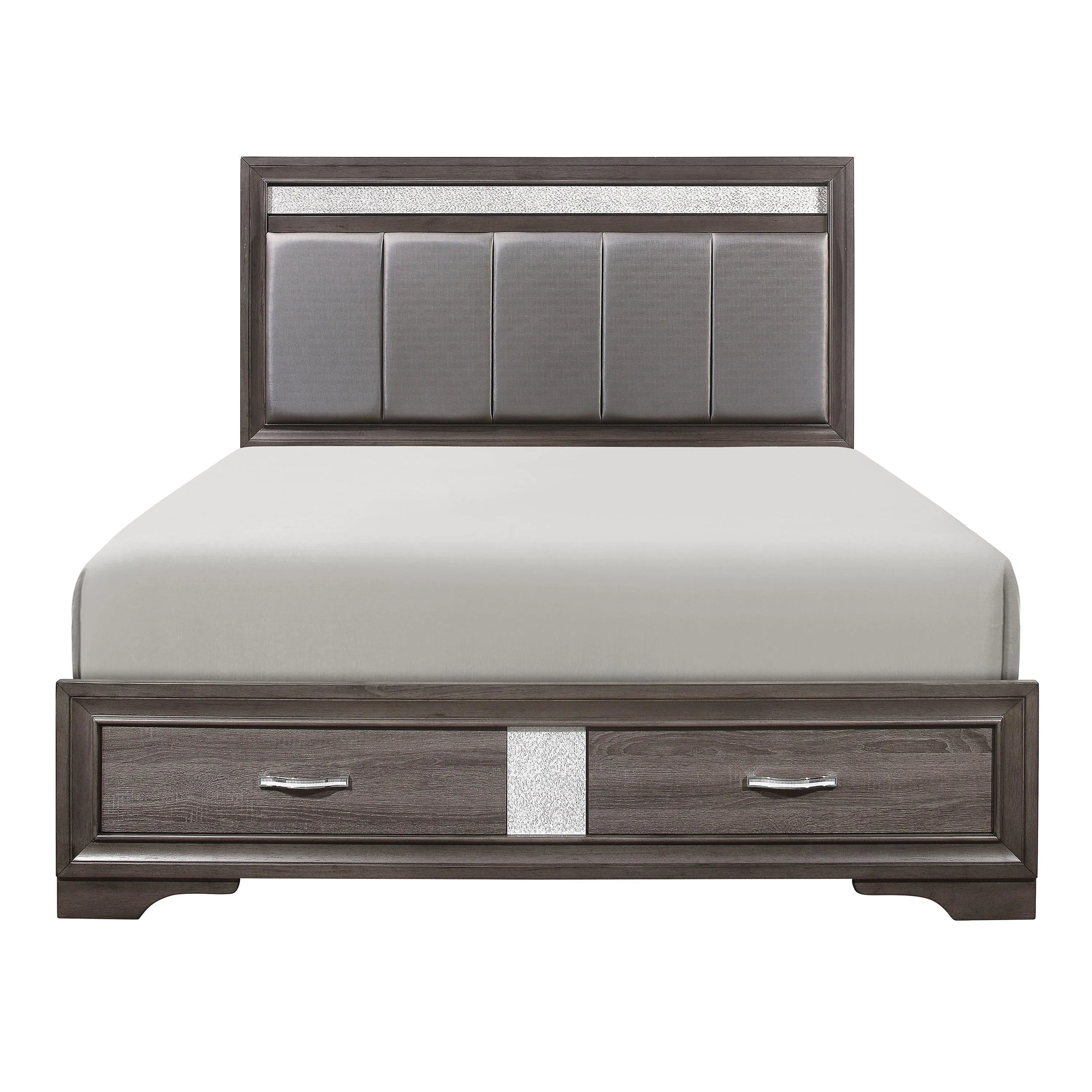 Luster Gray Upholstered Storage Platform Bedroom Set - Image 5