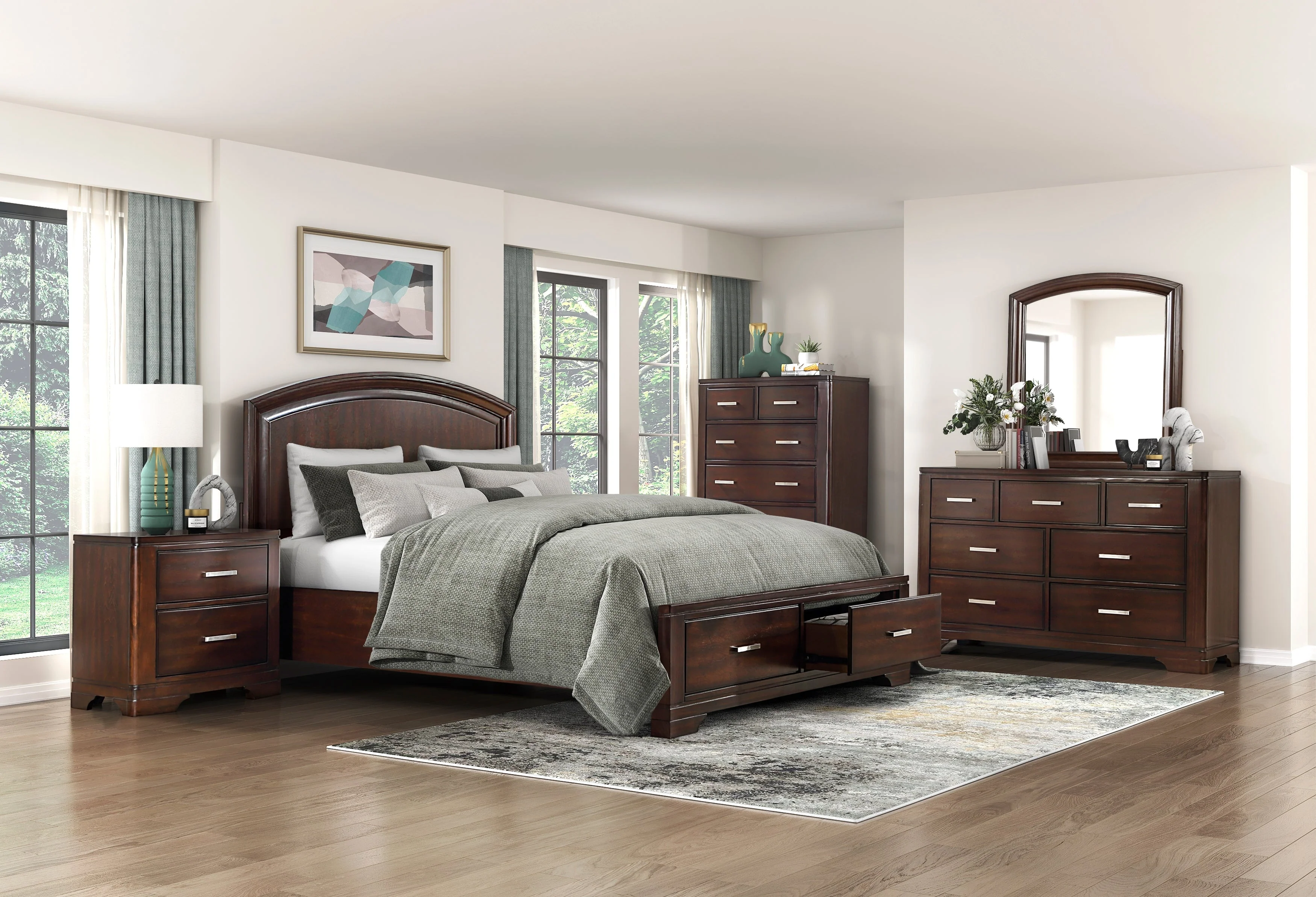 Luster White California King Upholstered Storage Platform Bed - Image 12