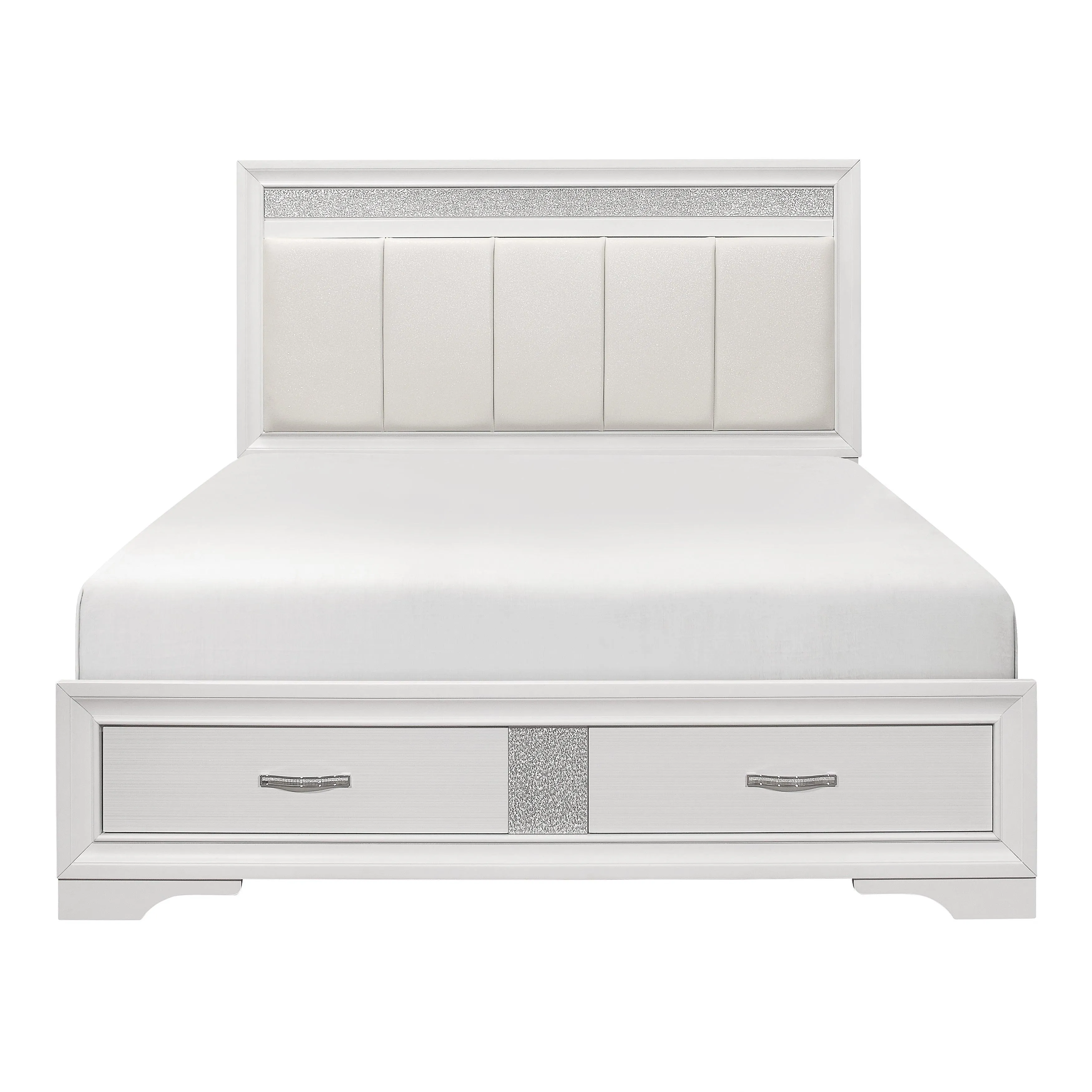 Luster White King Upholstered Storage Platform Bed - Image 3
