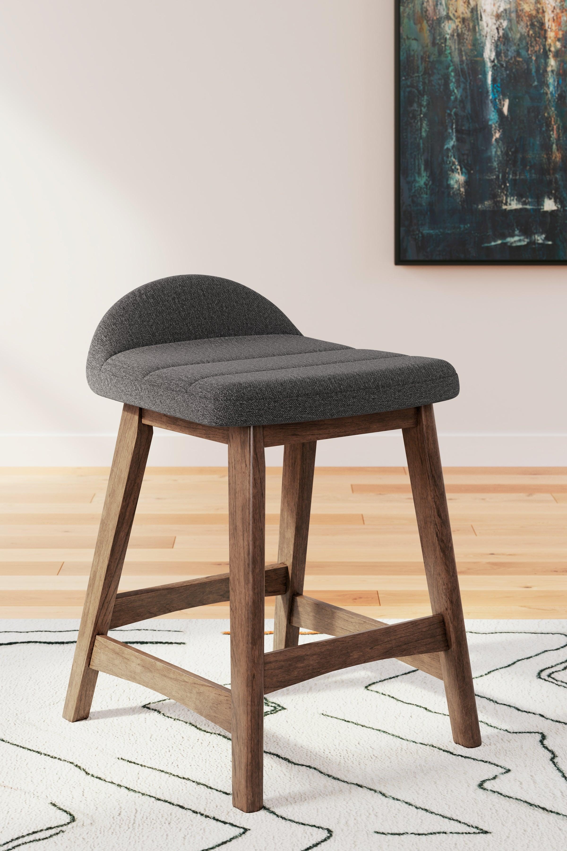 Lyncott Charcoal/Brown Counter Height Barstool, Set of 2 - Image 2
