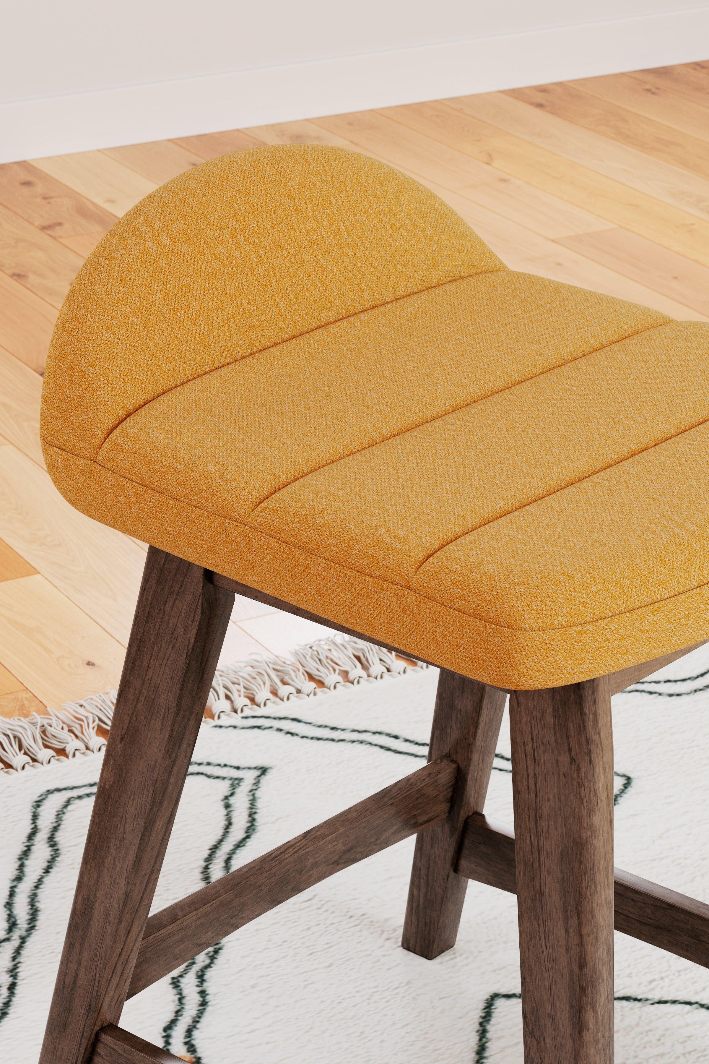 Lyncott Mustard/Brown Counter Height Barstool, Set of 2 - Image 3