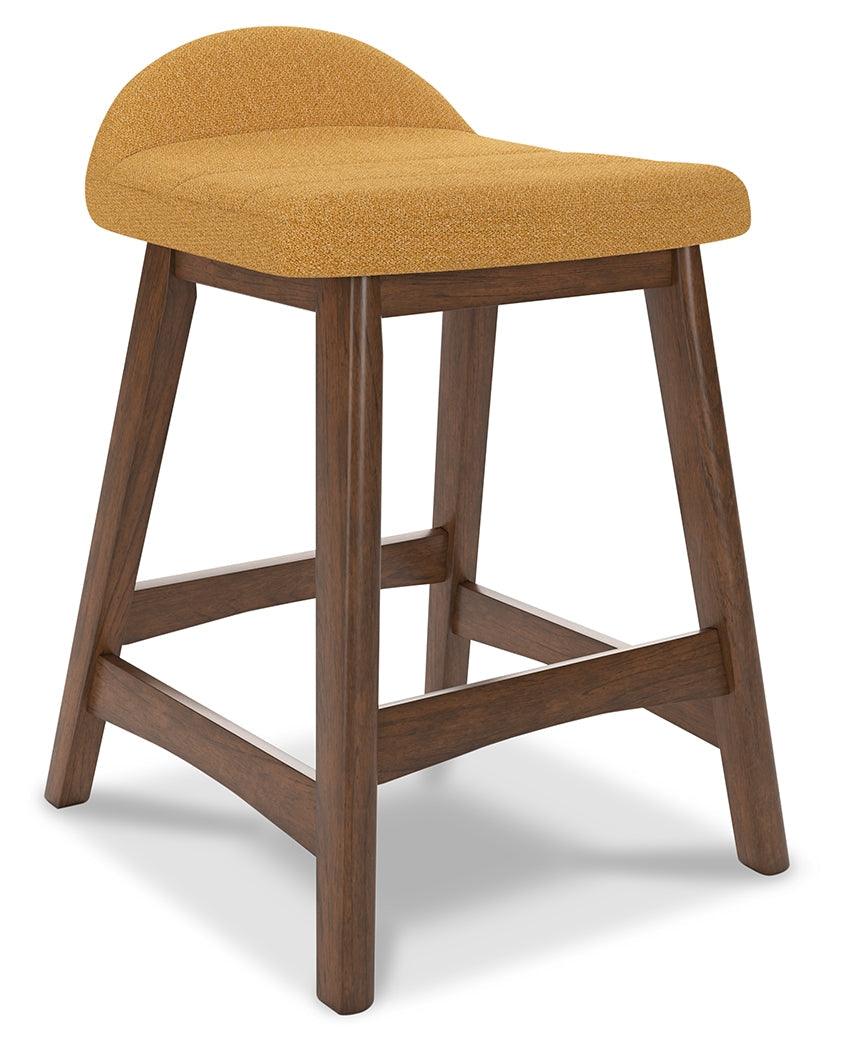 Lyncott Mustard/Brown Counter Height Barstool, Set of 2 - Image 4