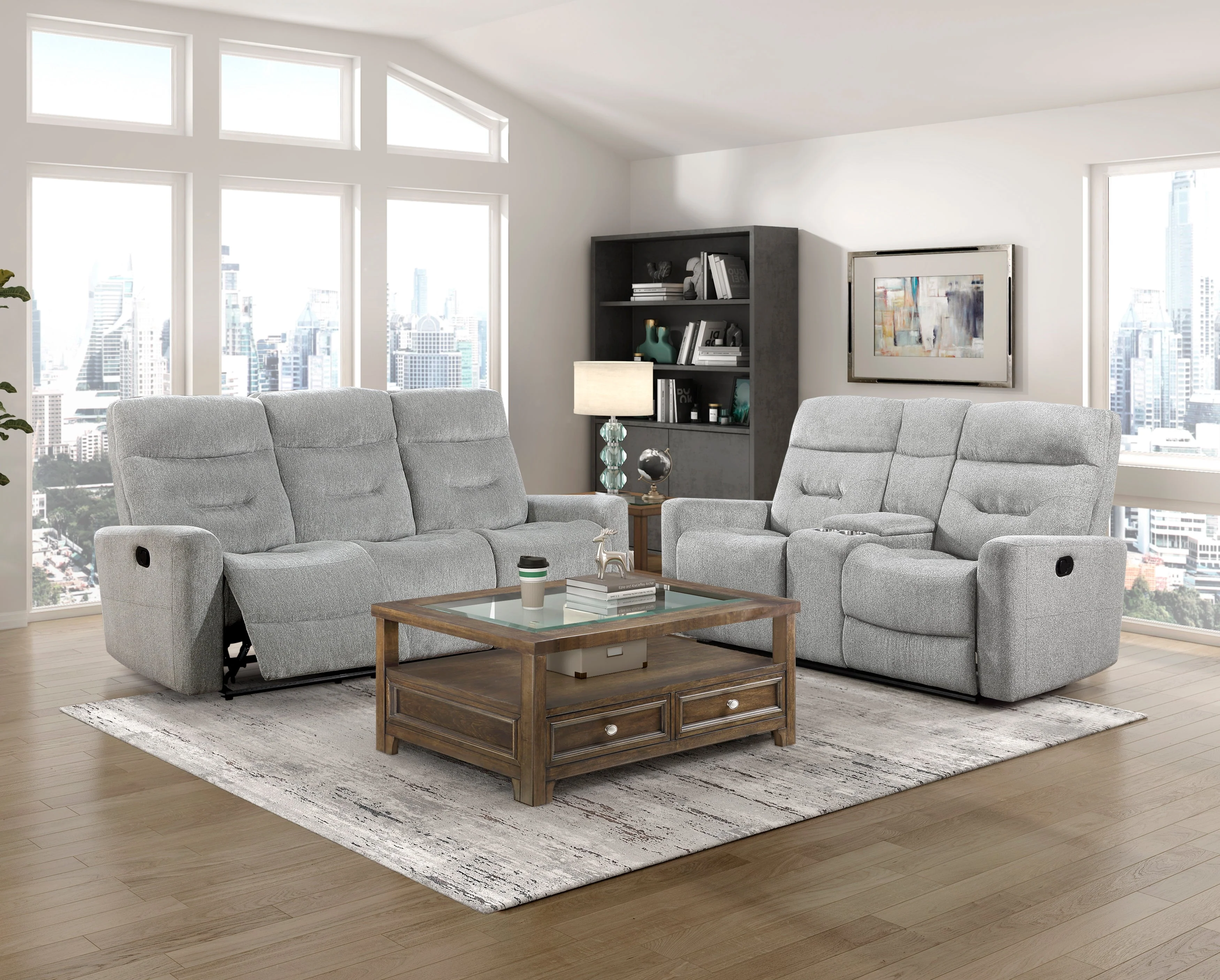 Lyndon Gray Double Reclining Sofa - Image 2