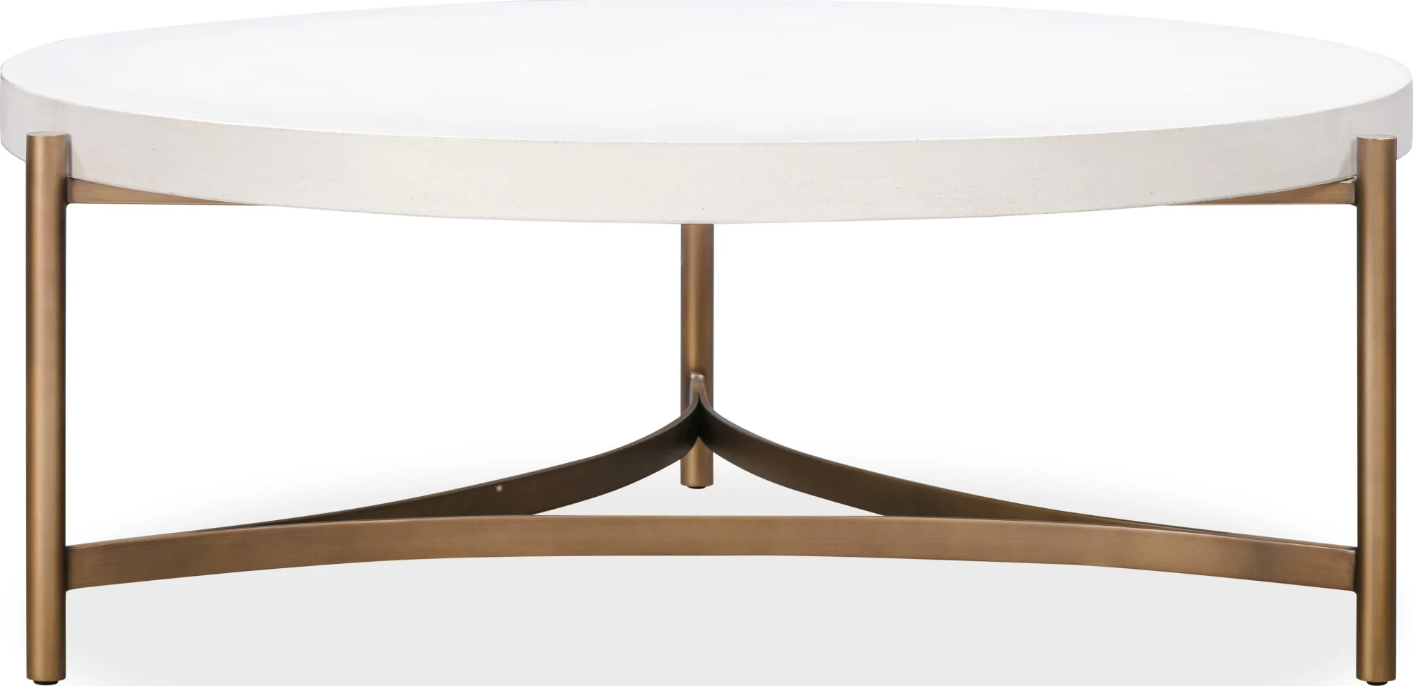 Lyon Ivory Round White Concrete and Metal Coffee Table - Image 3
