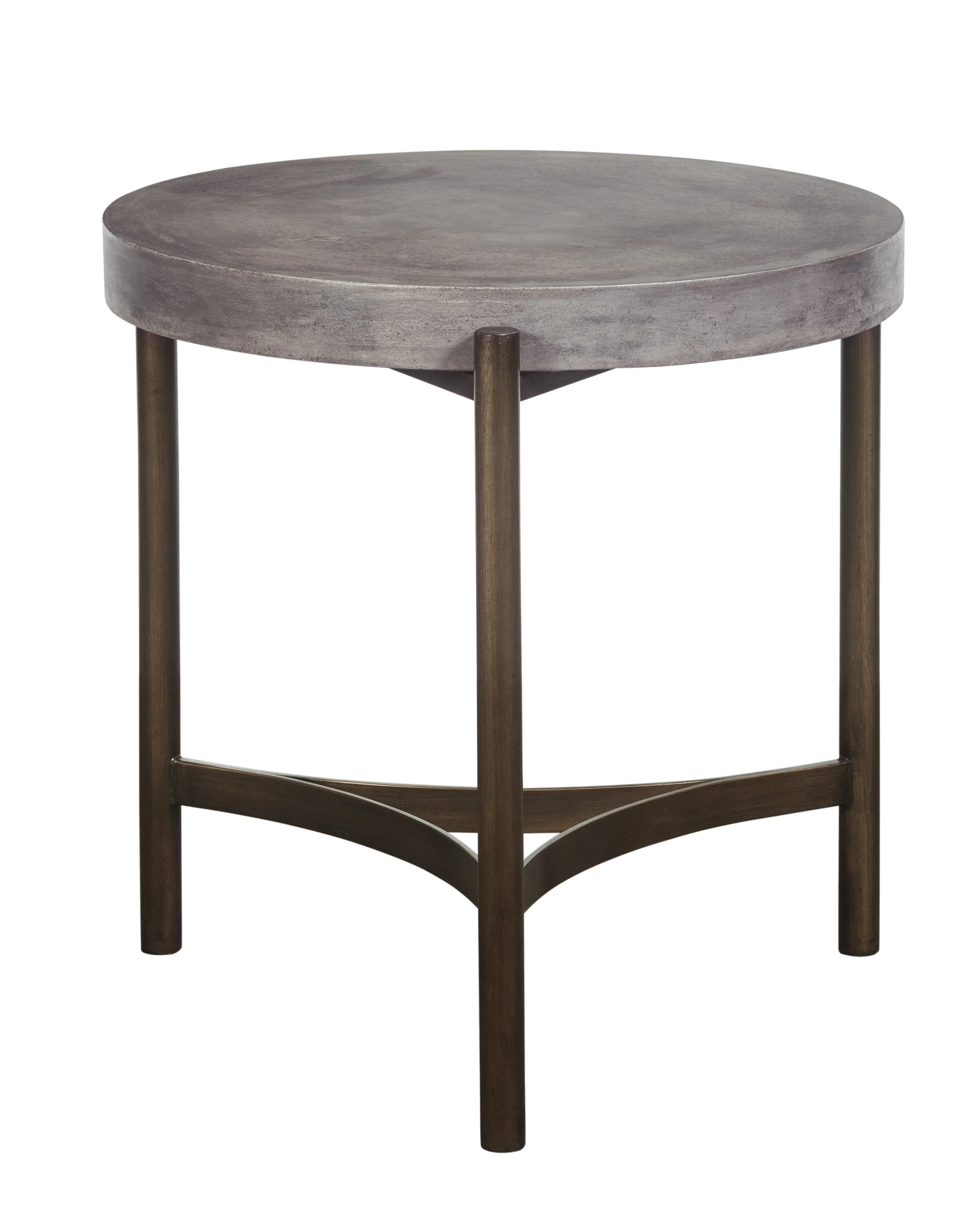 Lyon Round Natural Concrete and Metal Side Table - Image 4