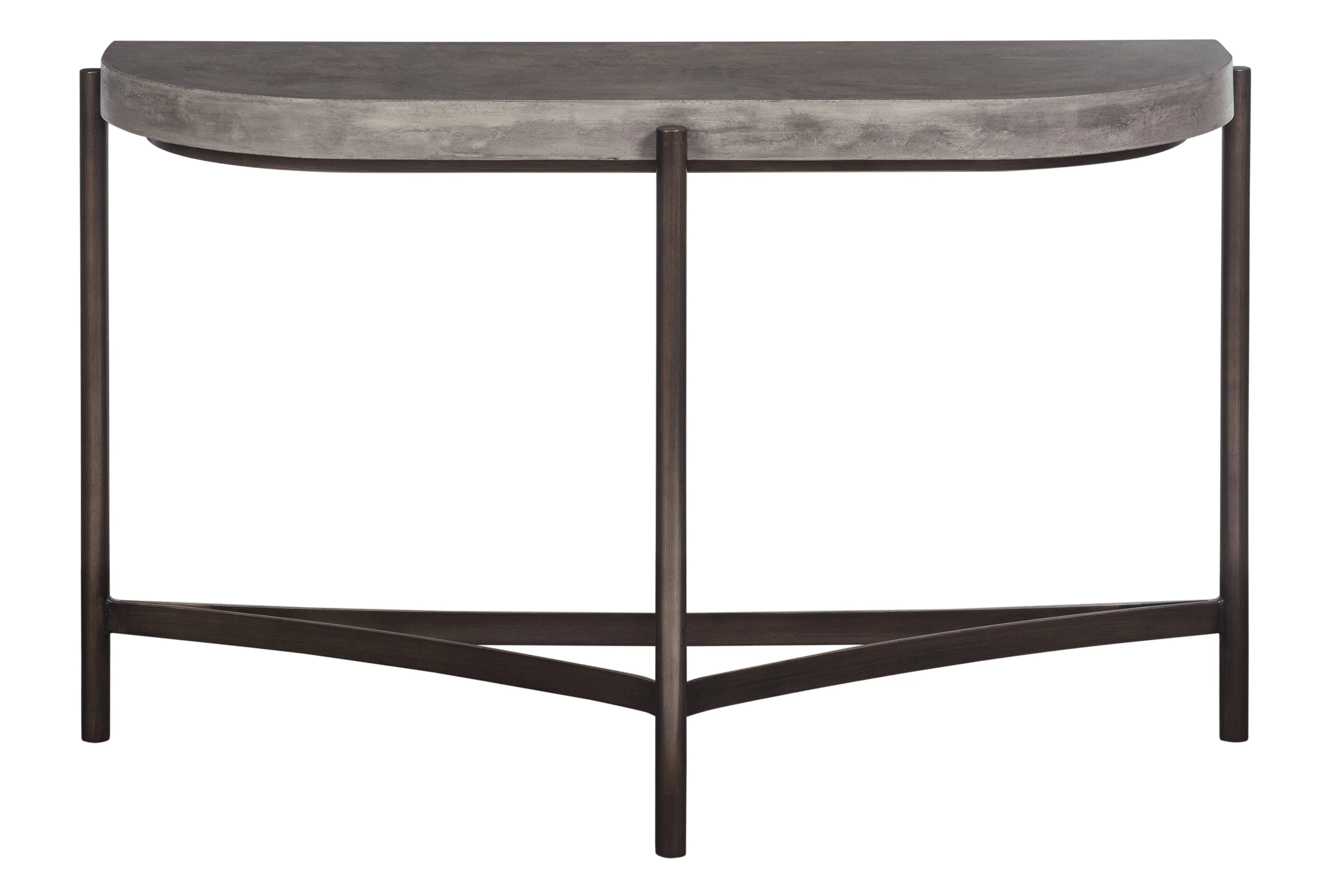 Lyon Semi-circular Natural Concrete and Metal Console Table - Image 3