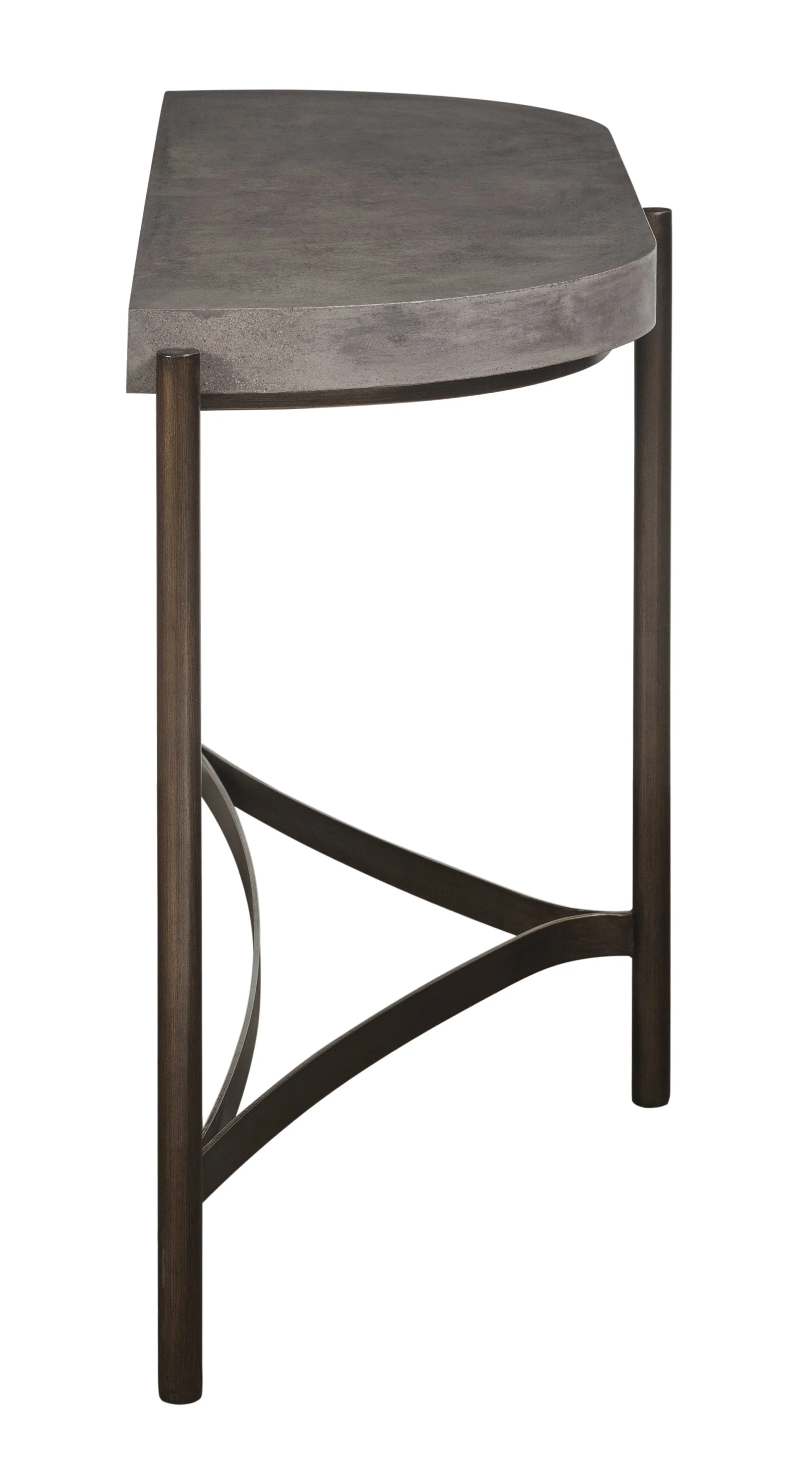 Lyon Semi-circular Natural Concrete and Metal Console Table - Image 4