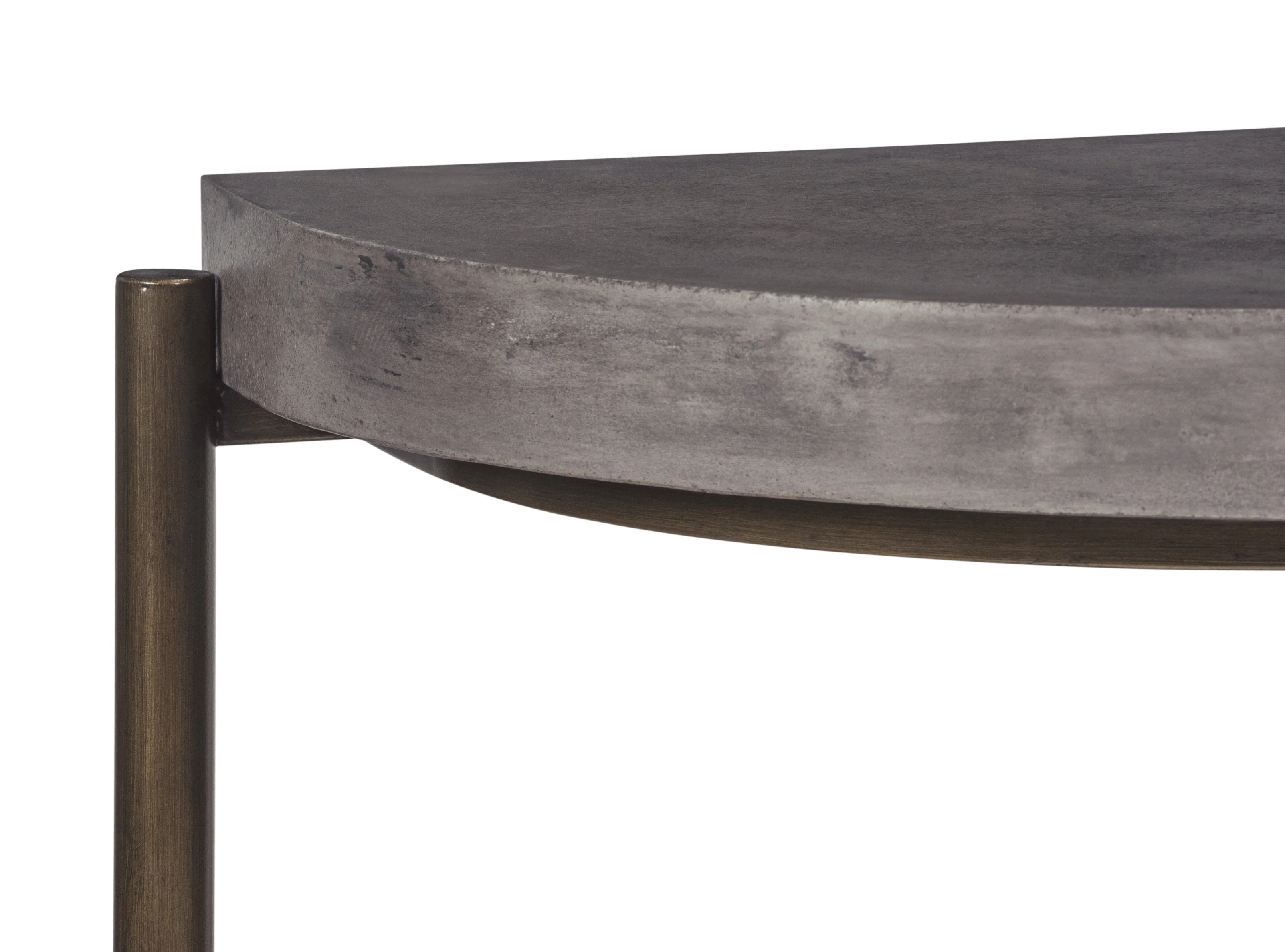 Lyon Semi-circular Natural Concrete and Metal Console Table - Image 5