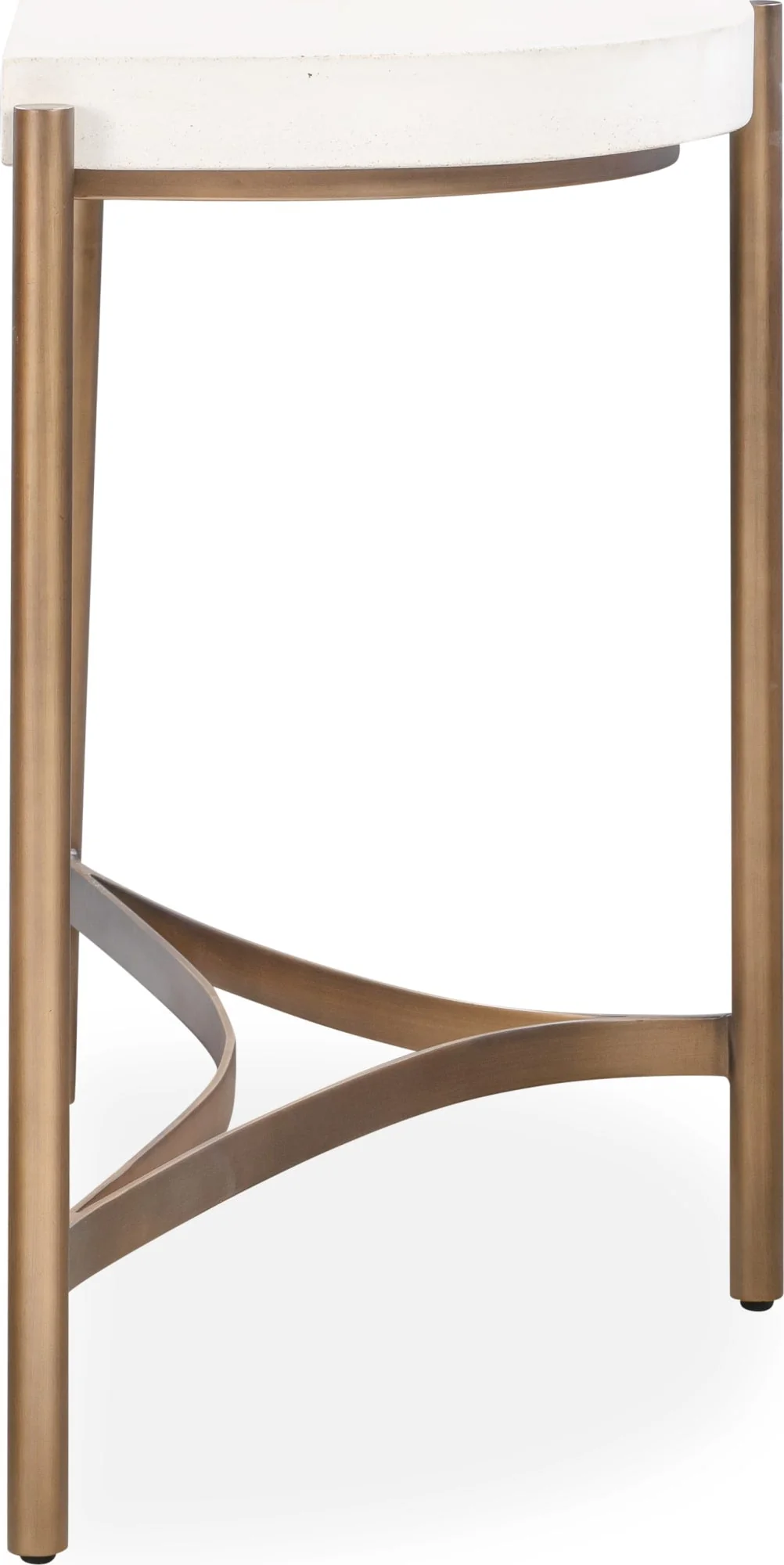 Lyon White/Brushed Bronze Semi-Circular Concrete and Metal Console Table - Image 3