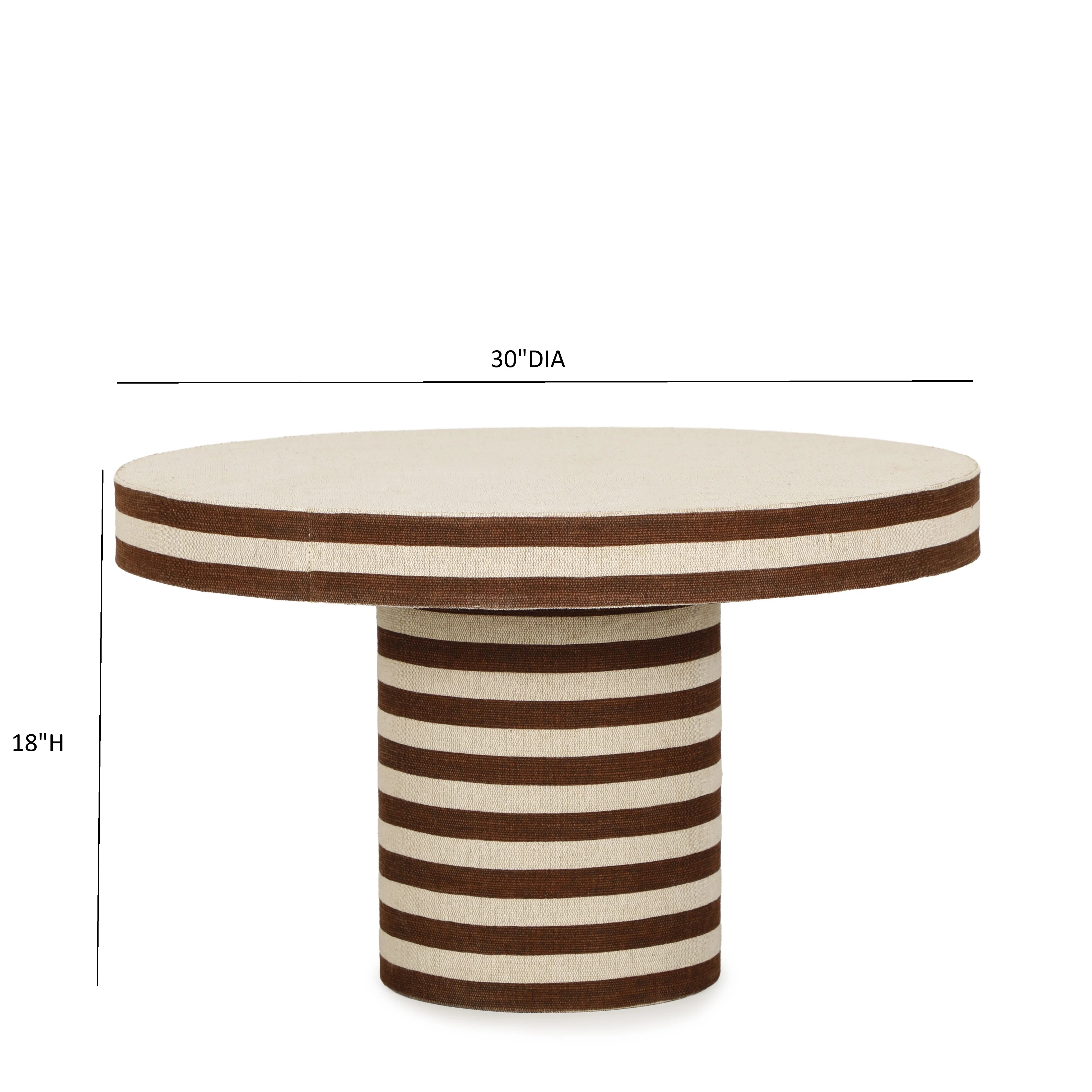 Lyra 30" Natural Striped Cotton Jute Designer Coffee Table - Image 6