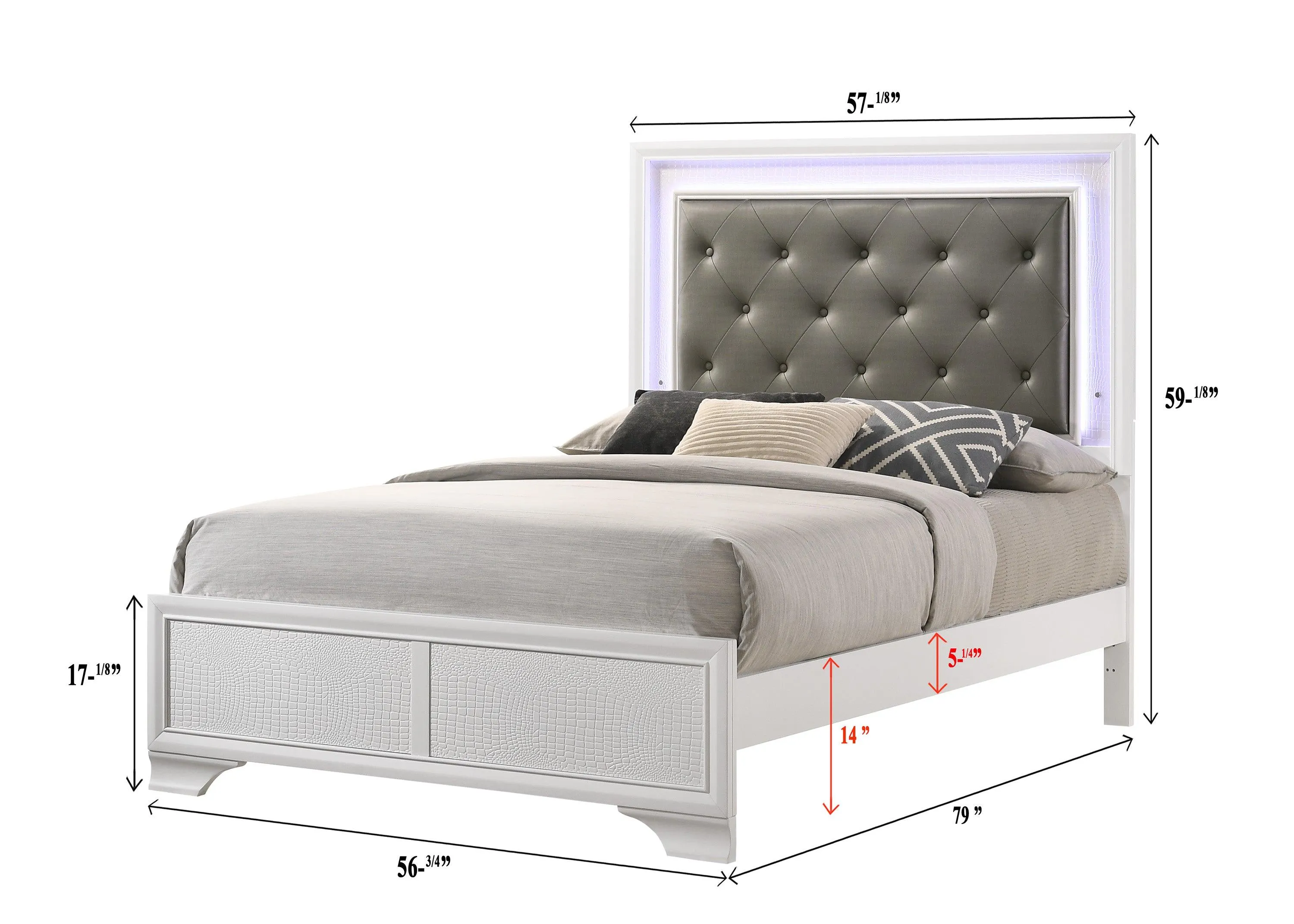 Lyssa Frost Full LED Upholstered Panel Bed - Image 4