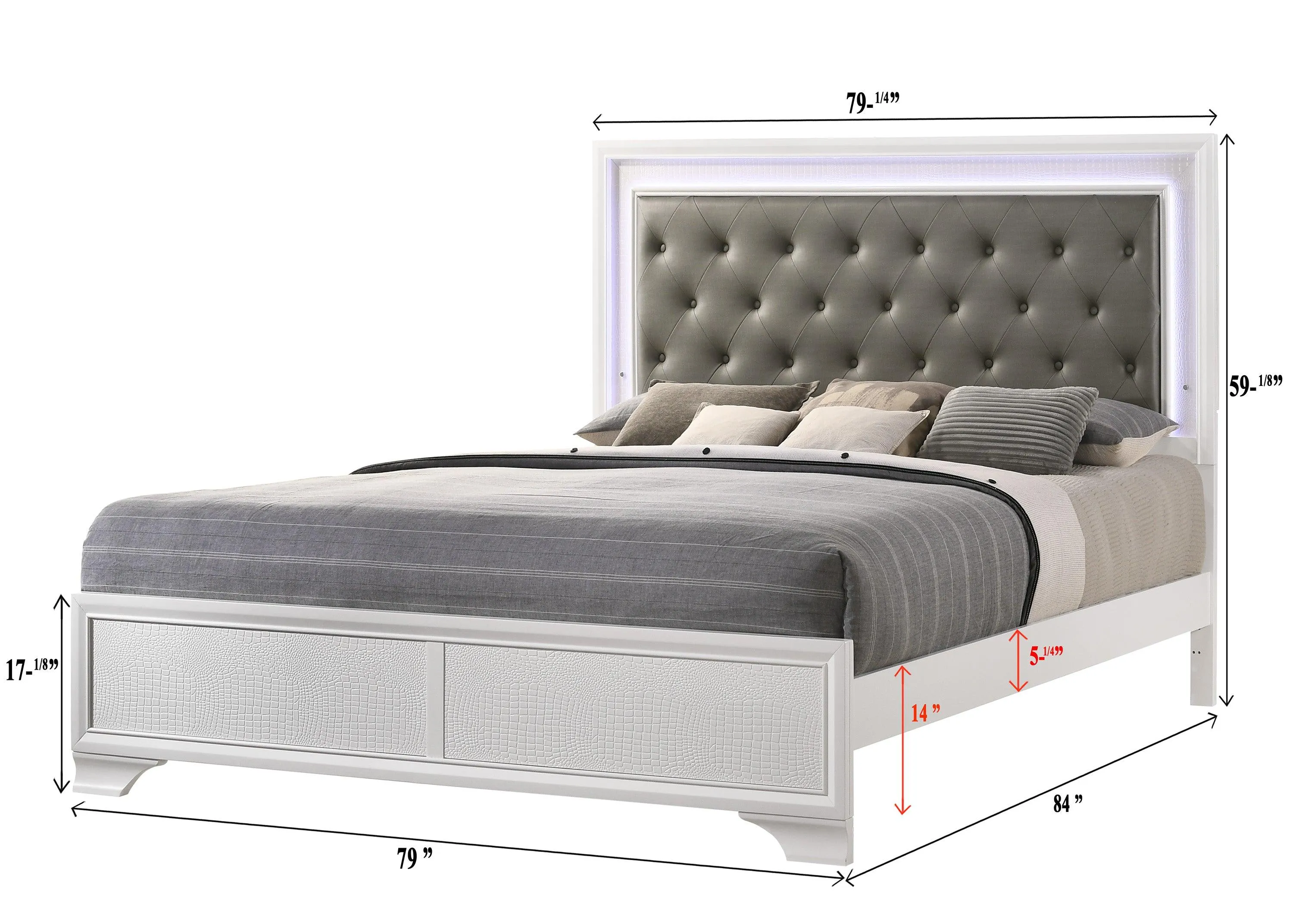 Lyssa Frost King LED Upholstered Panel Bed - Image 3