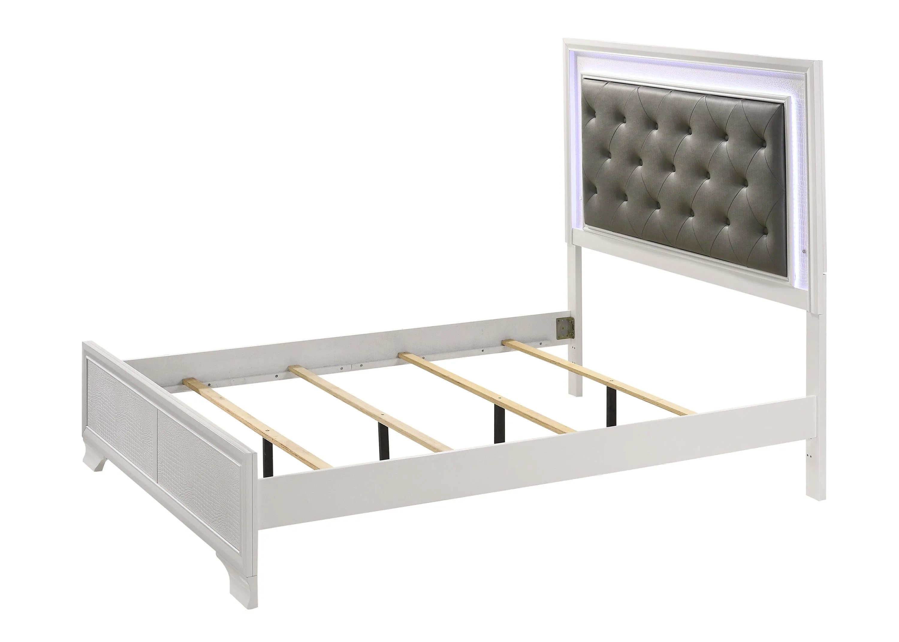 Lyssa Frost Queen LED Upholstered Panel Bed - Image 3
