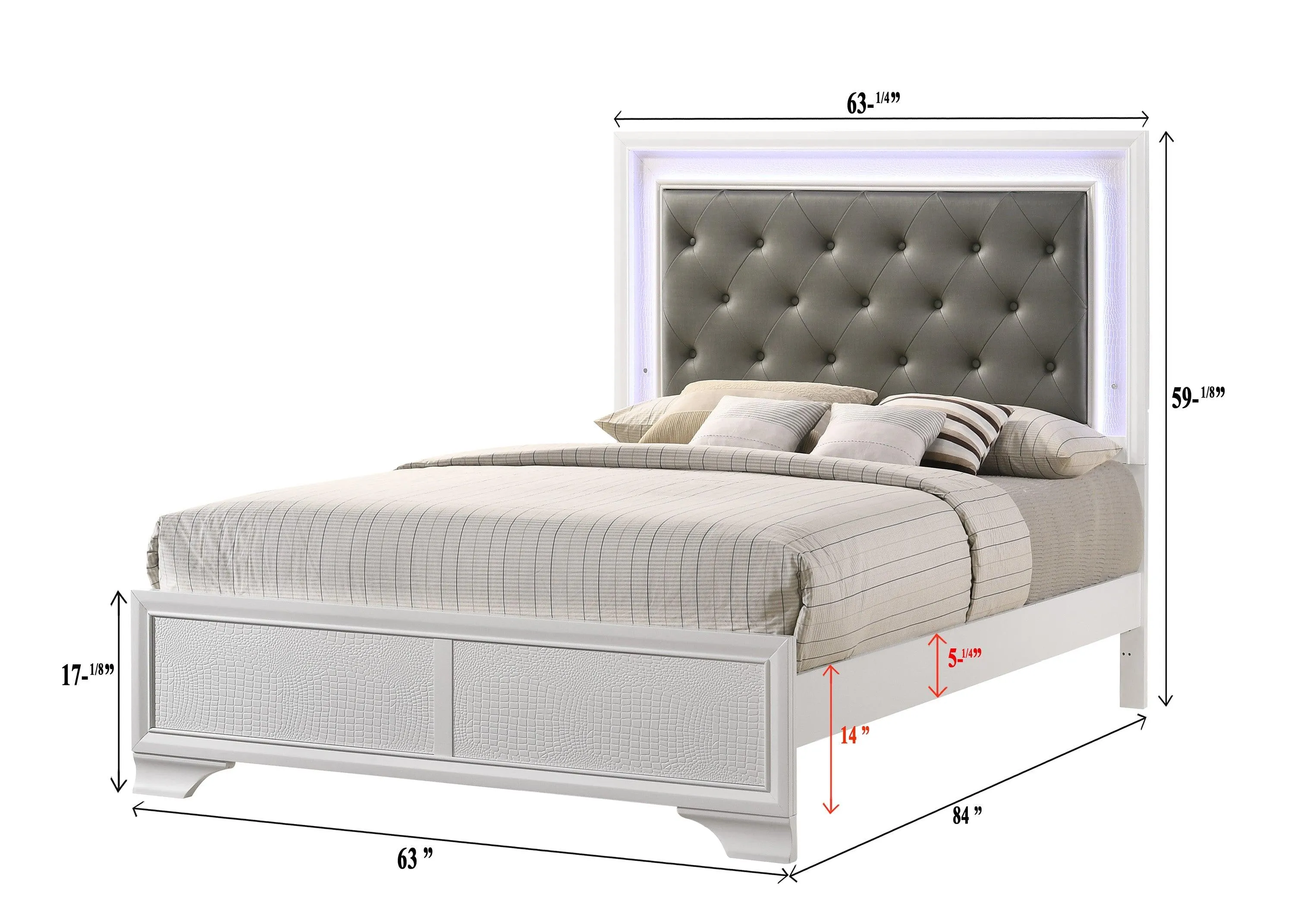 Lyssa Frost Queen LED Upholstered Panel Bed - Image 4